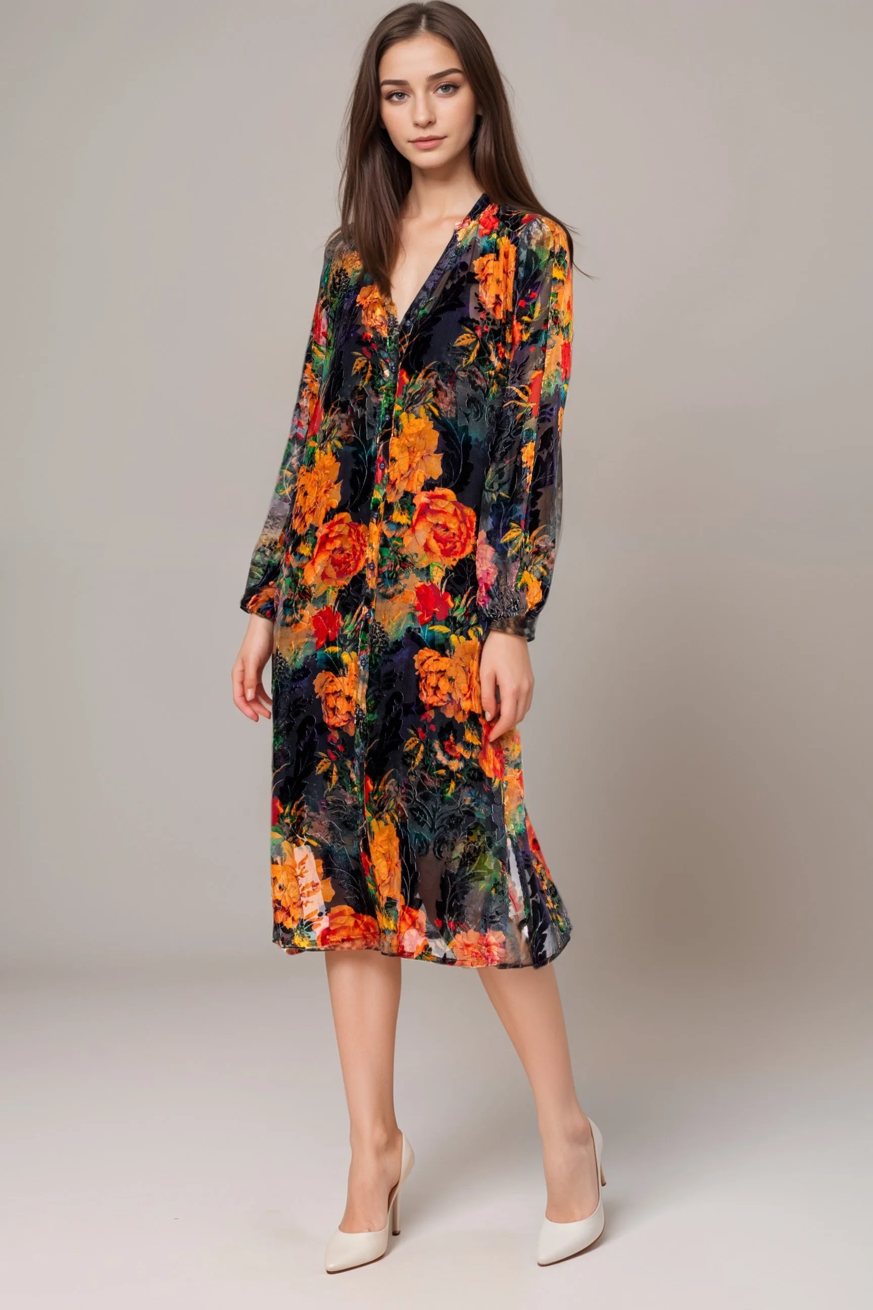 Johnny Was Renna Burnout Midi Dress C34624A8