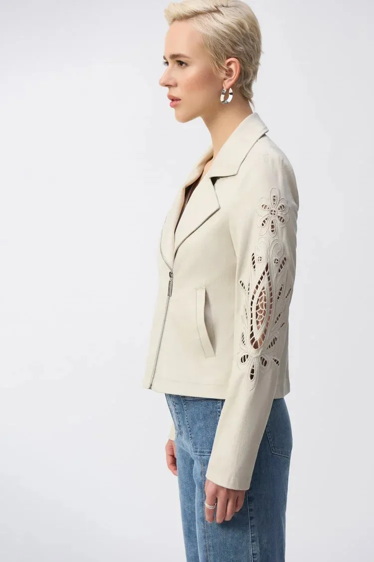 Joseph Ribkoff Foiled Faux Suede Moto Jacket