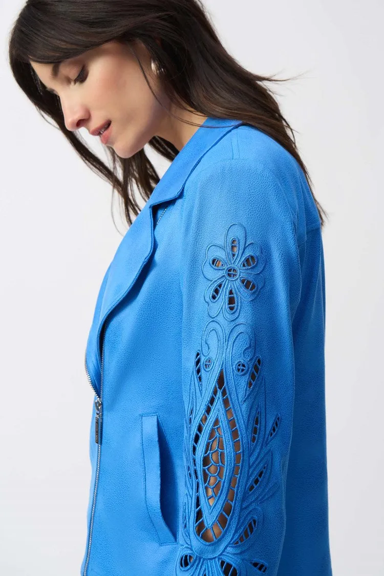 Joseph Ribkoff Foiled Faux Suede Moto Jacket