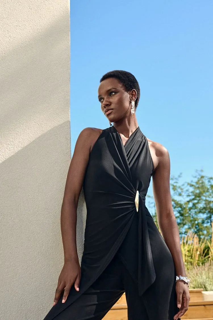 Joseph Ribkoff Silky Knit Wrap Culotte Jumpsuit