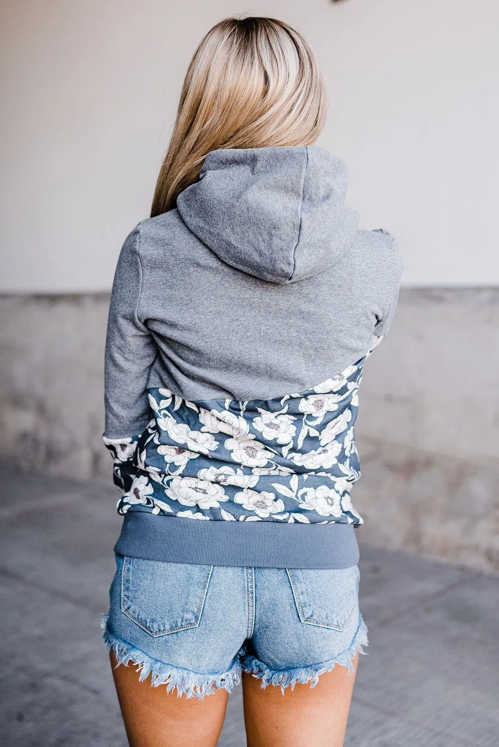 KaleaBoutique Beautiful Floral Splicing Cowl Neck Hoodie