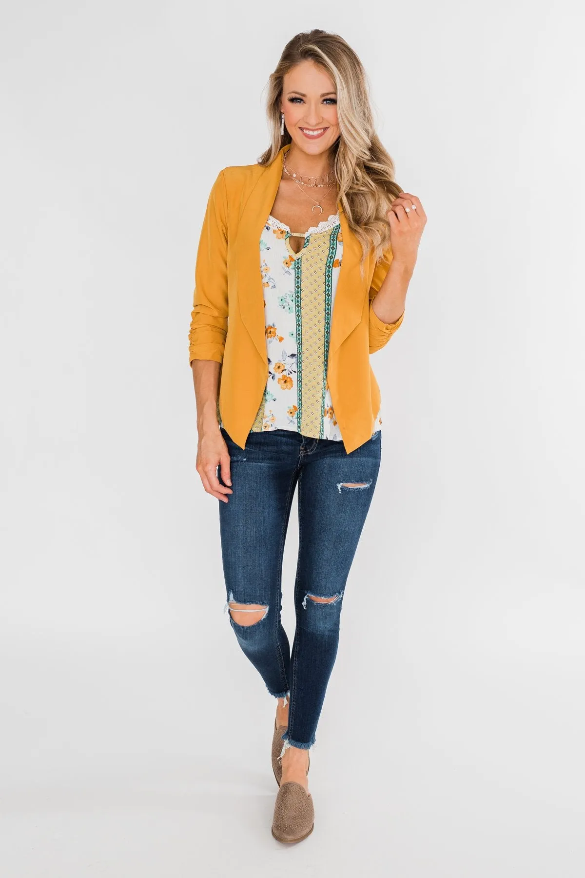 Keep It Professional Blazer- Mustard