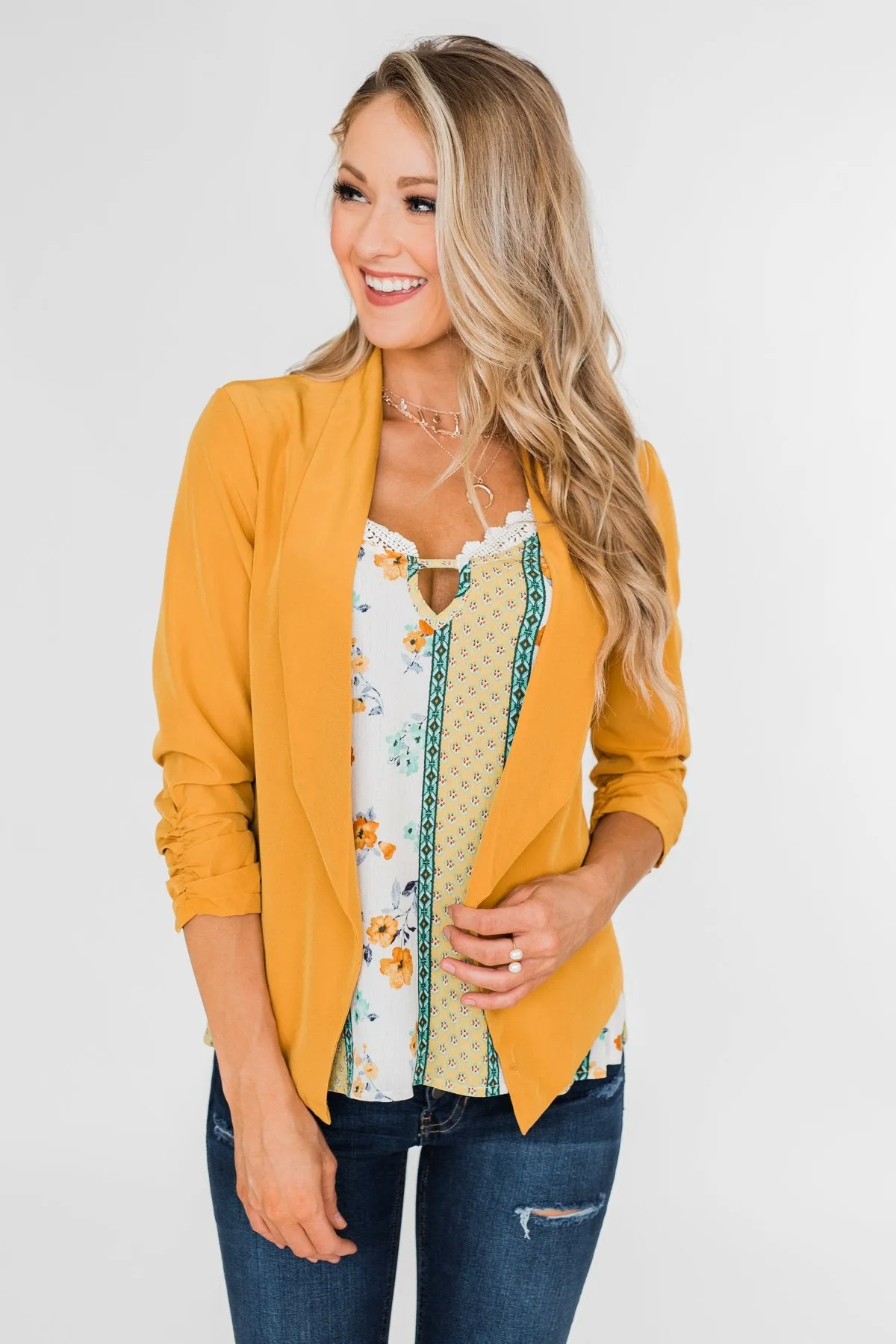 Keep It Professional Blazer- Mustard