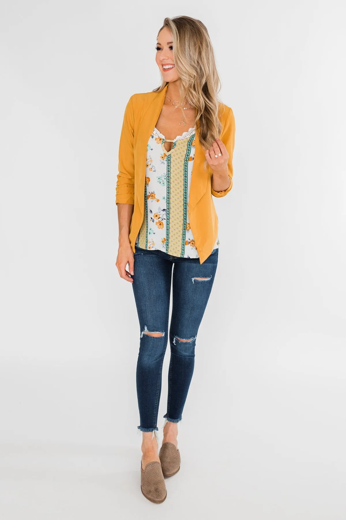 Keep It Professional Blazer- Mustard