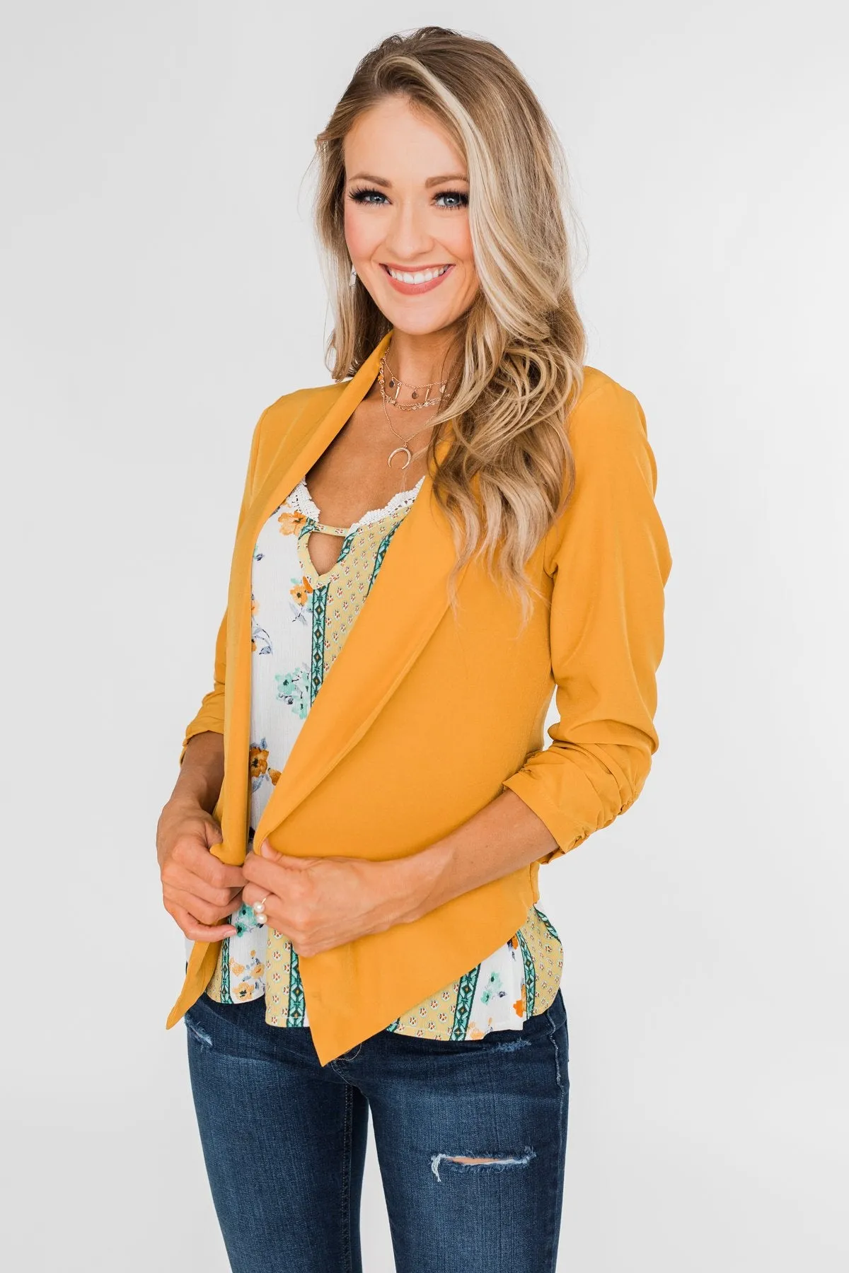 Keep It Professional Blazer- Mustard