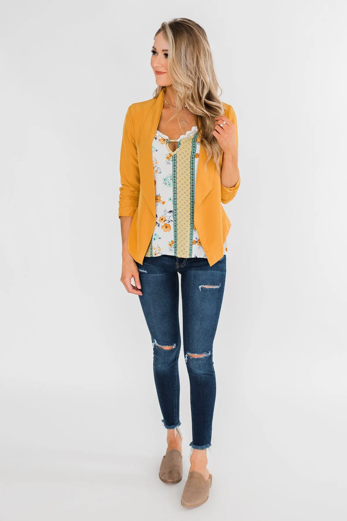 Keep It Professional Blazer- Mustard