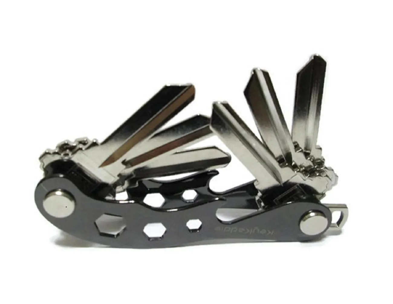 Key Holder │ Compact Key Organizer, Multitool Keychain and Bottle Opener including Durable Zinc Frame (Black), Anti Loosening Spacers & Screws -by KeyKaddie