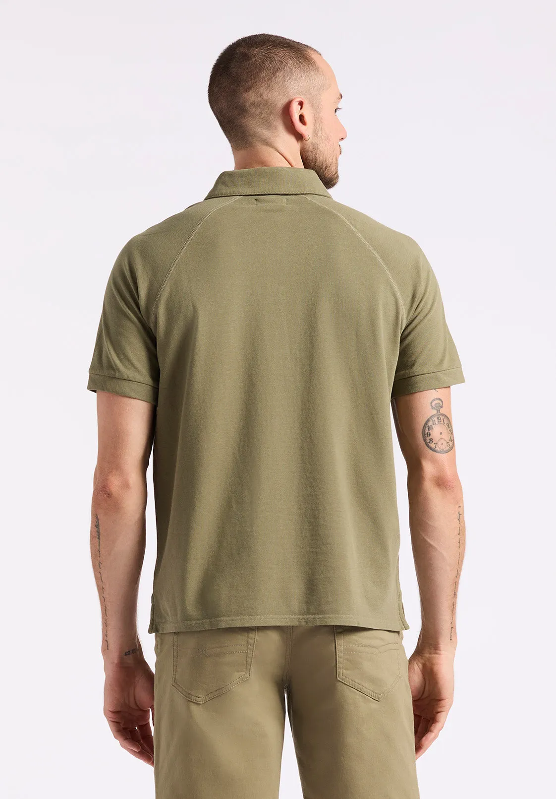 Kindell Men's Short-Sleeve Piqué Polo, Army Green - BM24608