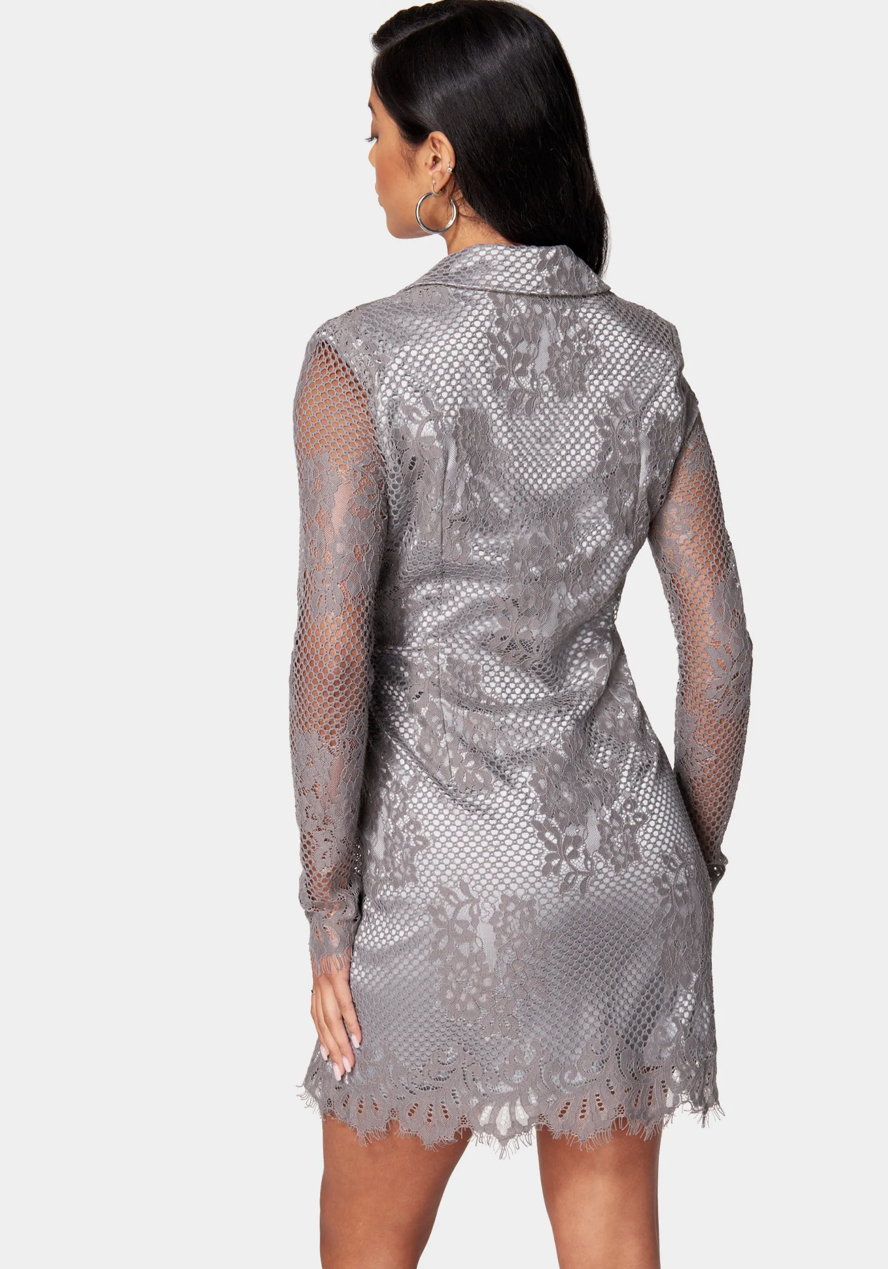 Lace Blazer Metallic Dress