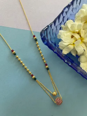 Latest Short Necklace Set Designs in Gold Finish Multicolor Beads 2 Layer Necklace