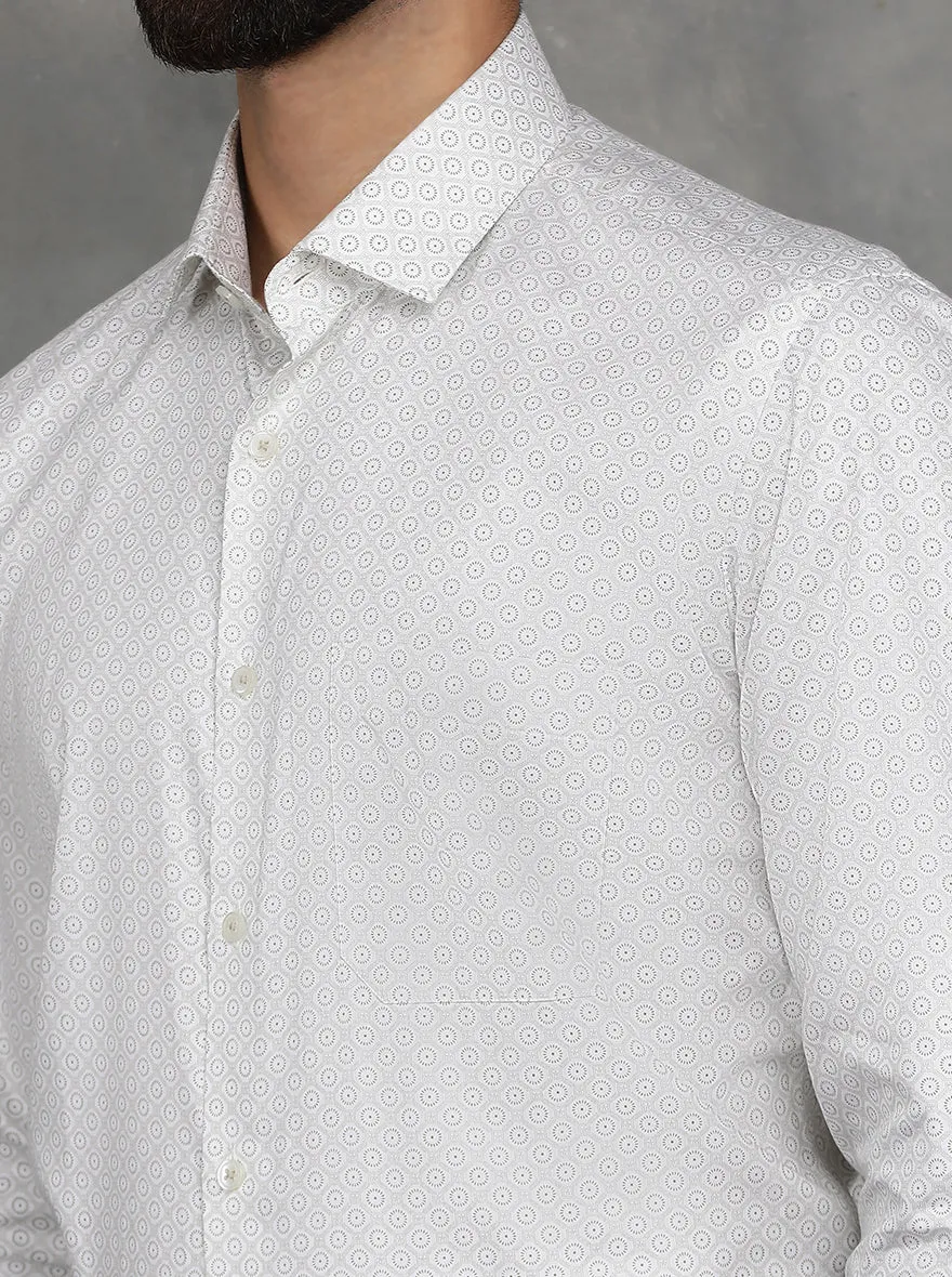Light Green Printed Slim Fit Formal Shirt | GreenFibre