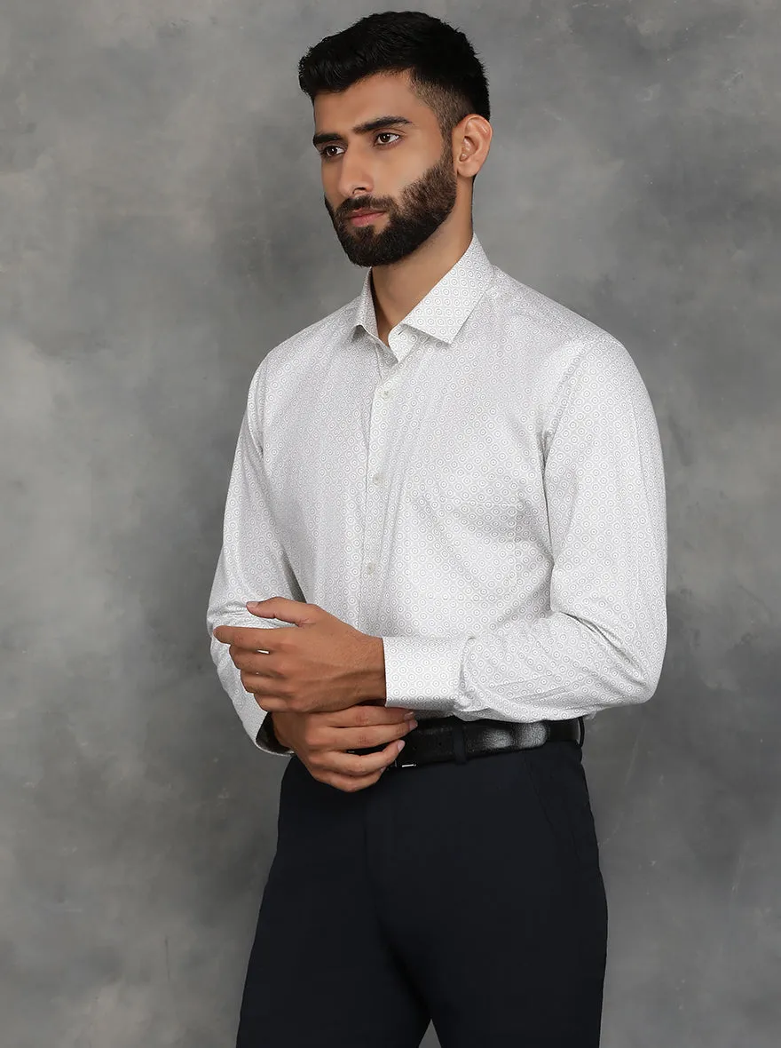 Light Green Printed Slim Fit Formal Shirt | GreenFibre