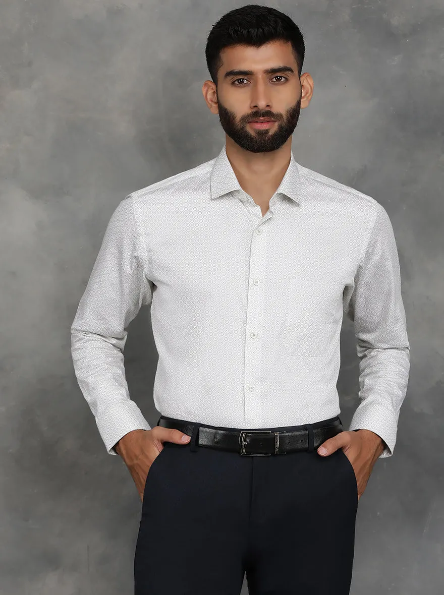 Light Green Printed Slim Fit Formal Shirt | GreenFibre