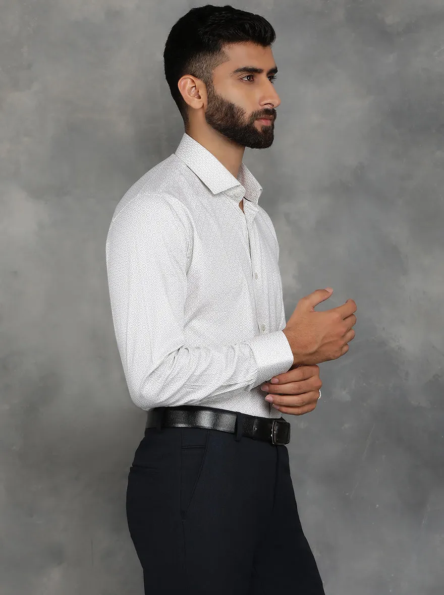 Light Green Printed Slim Fit Formal Shirt | GreenFibre