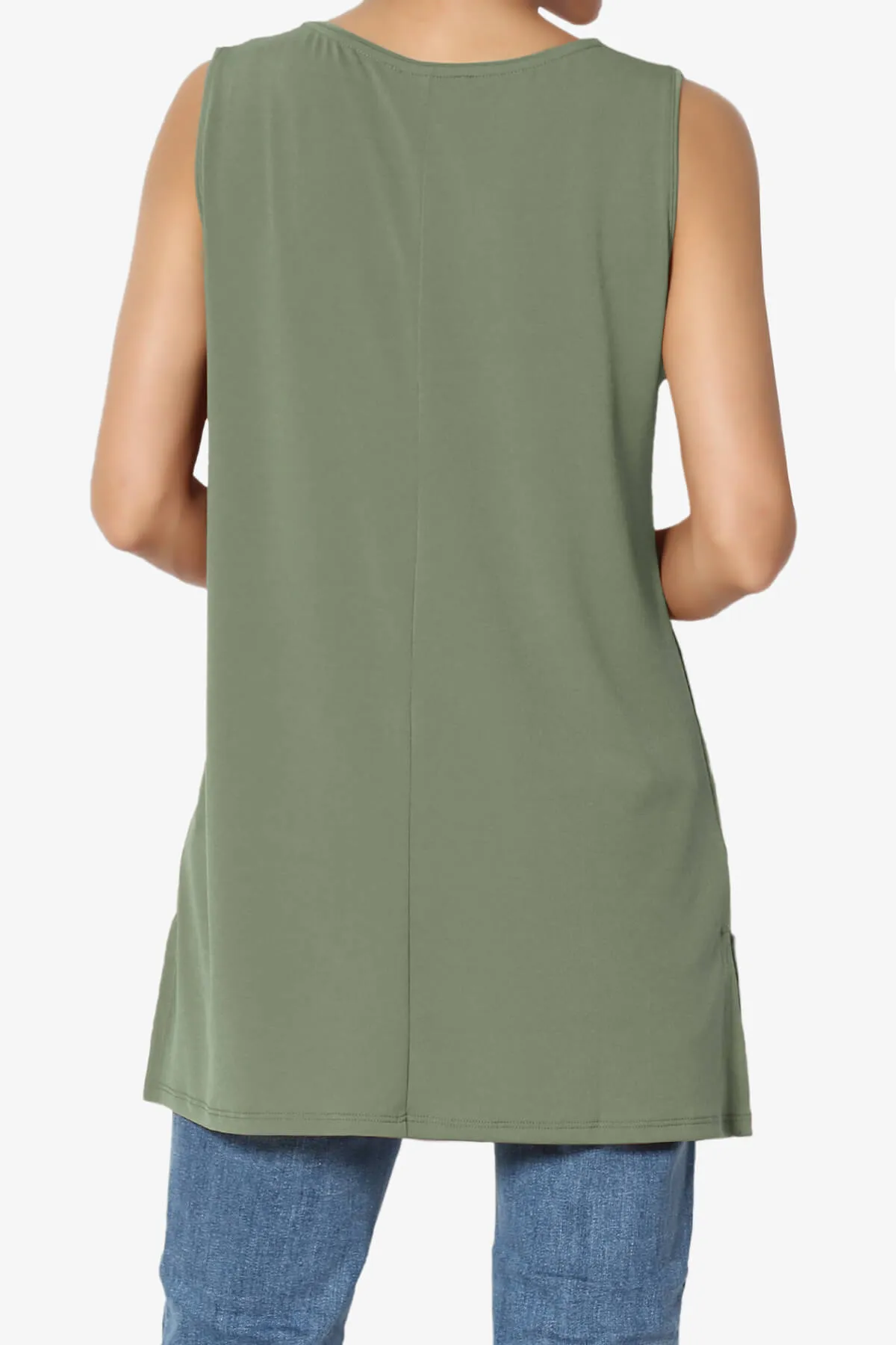 Lilly Sleeveless Side Slit Fluid Knit Tank Top PLUS