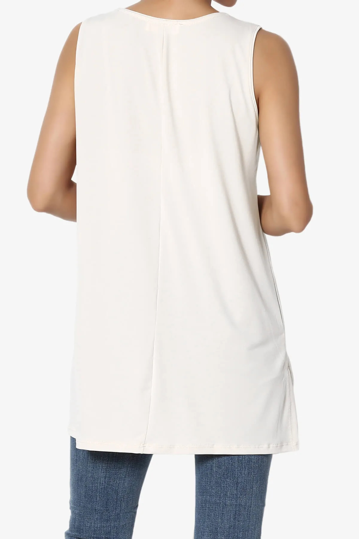 Lilly Sleeveless Side Slit Fluid Knit Tank Top PLUS