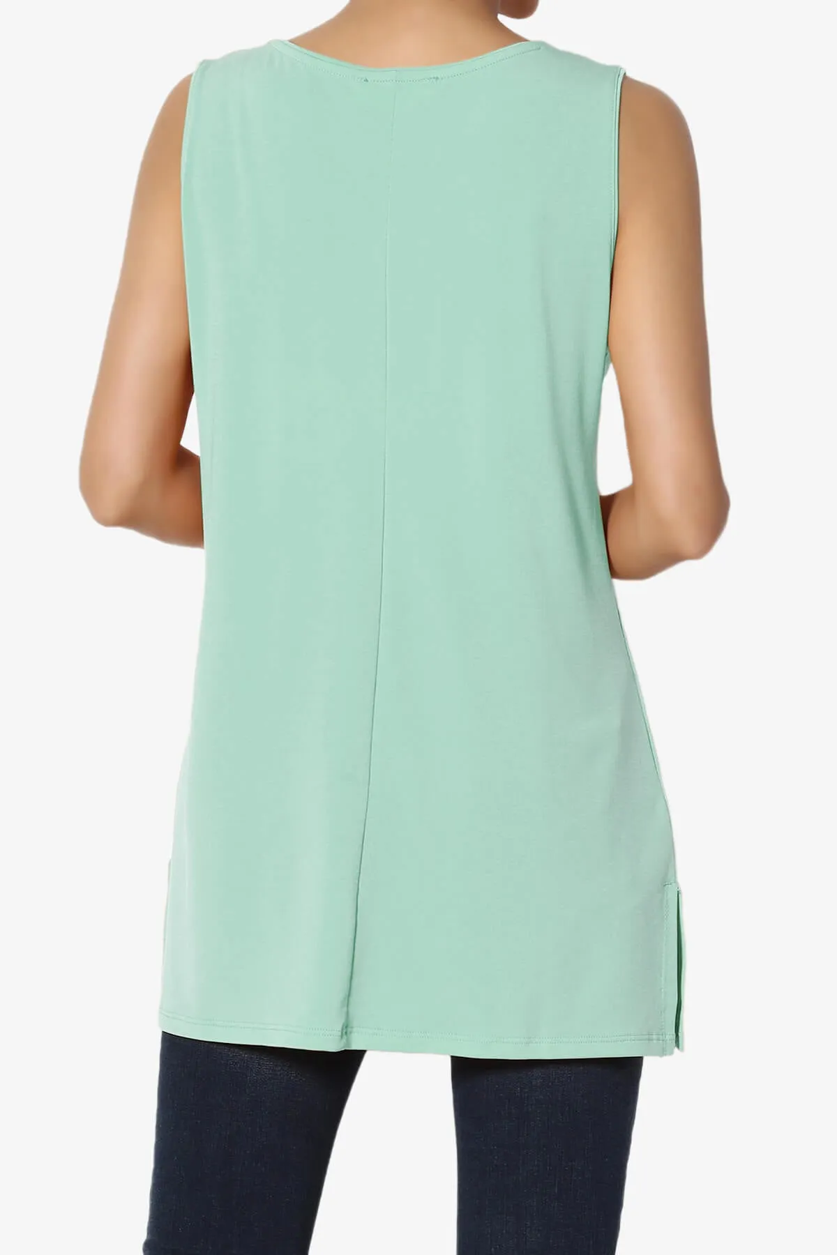 Lilly Sleeveless Side Slit Fluid Knit Tank Top PLUS