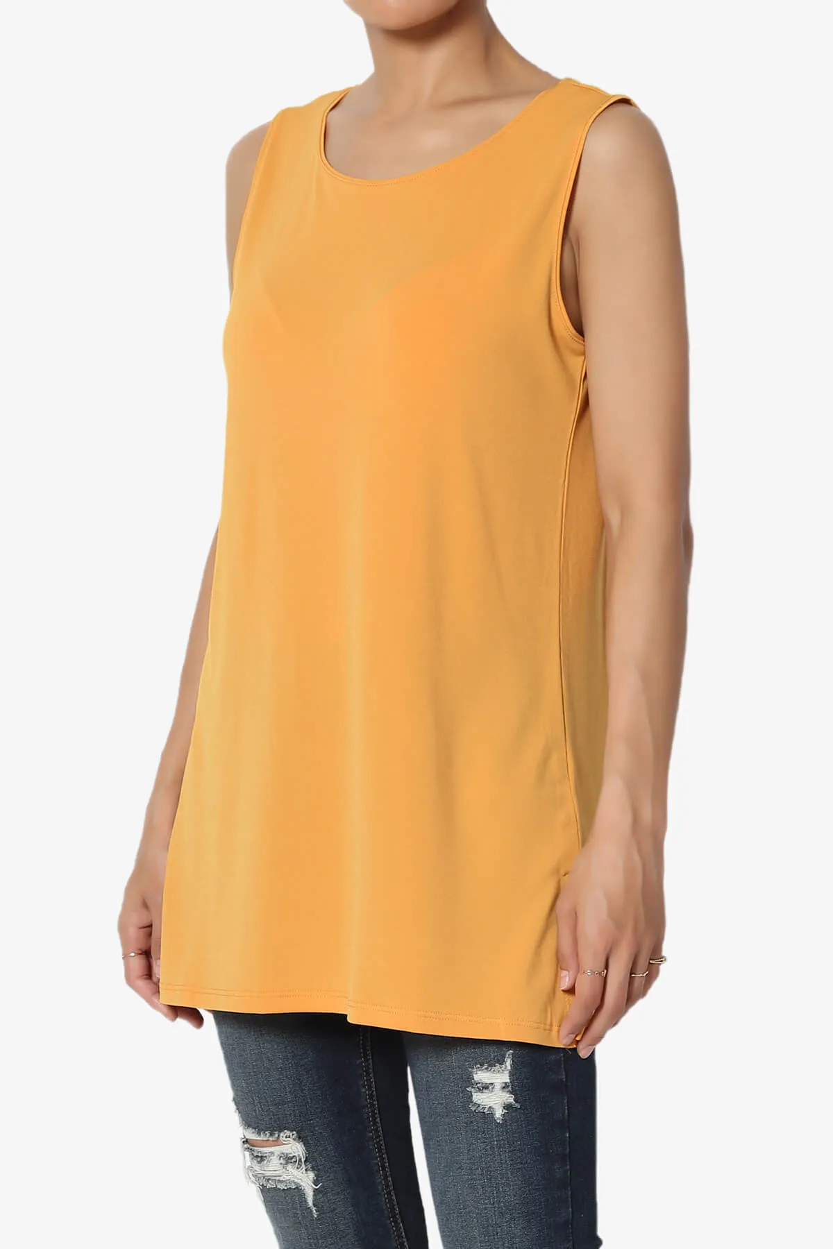 Lilly Sleeveless Side Slit Fluid Knit Tank Top PLUS