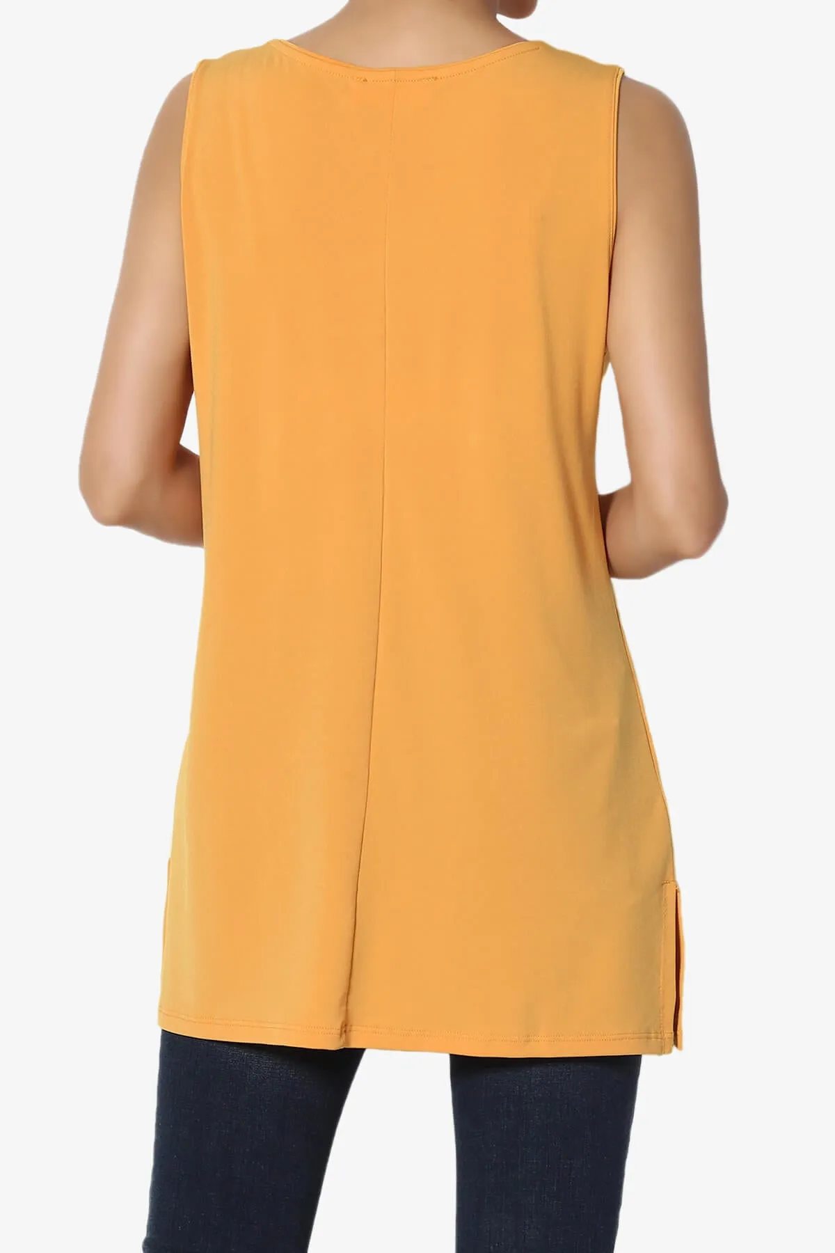 Lilly Sleeveless Side Slit Fluid Knit Tank Top PLUS