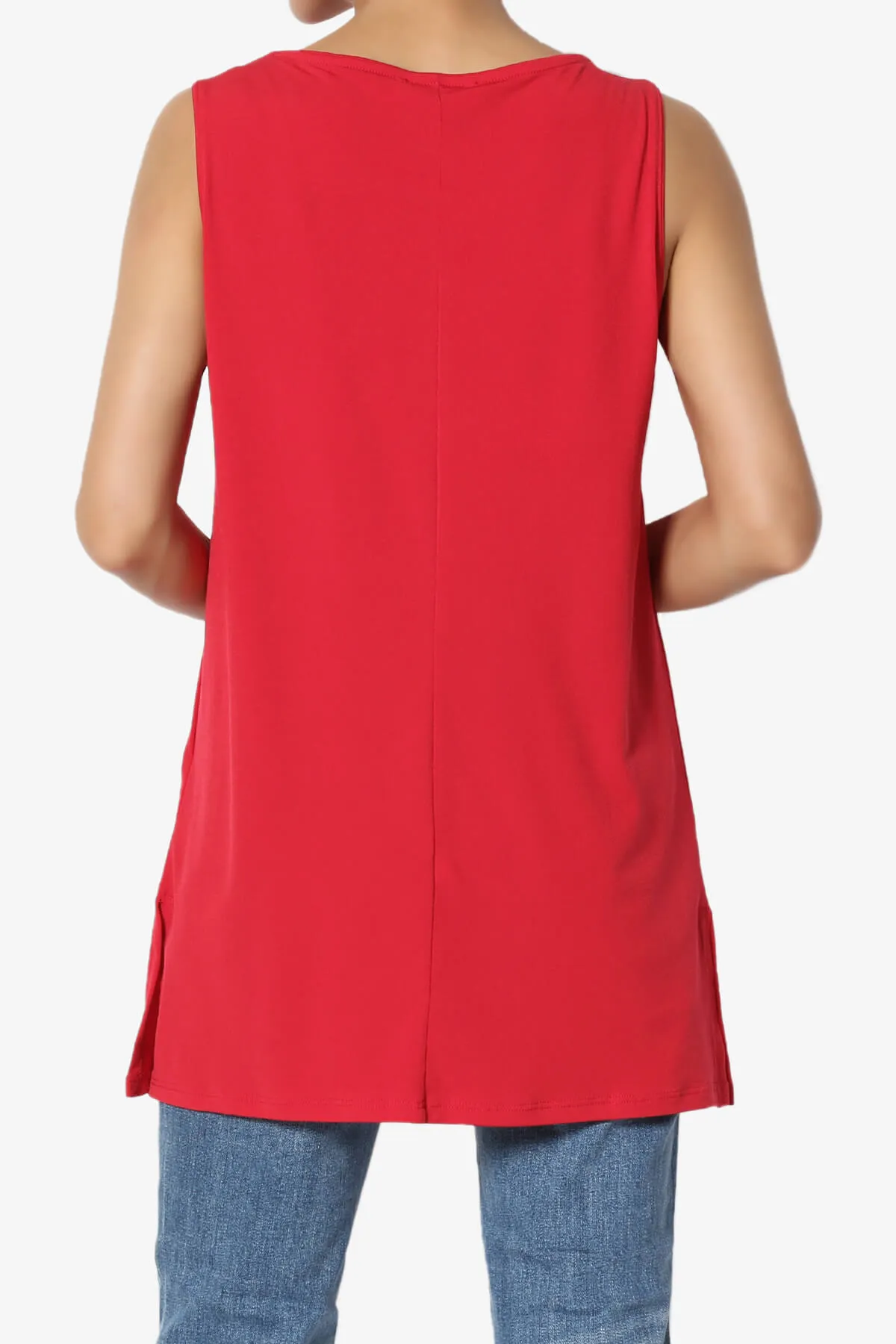 Lilly Sleeveless Side Slit Fluid Knit Tank Top PLUS