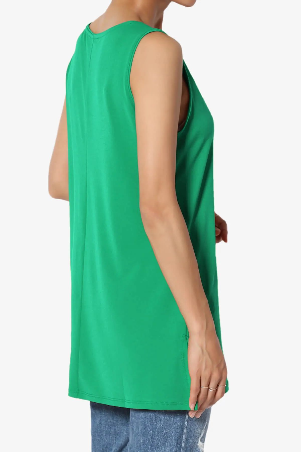 Lilly Sleeveless Side Slit Fluid Knit Tank Top PLUS