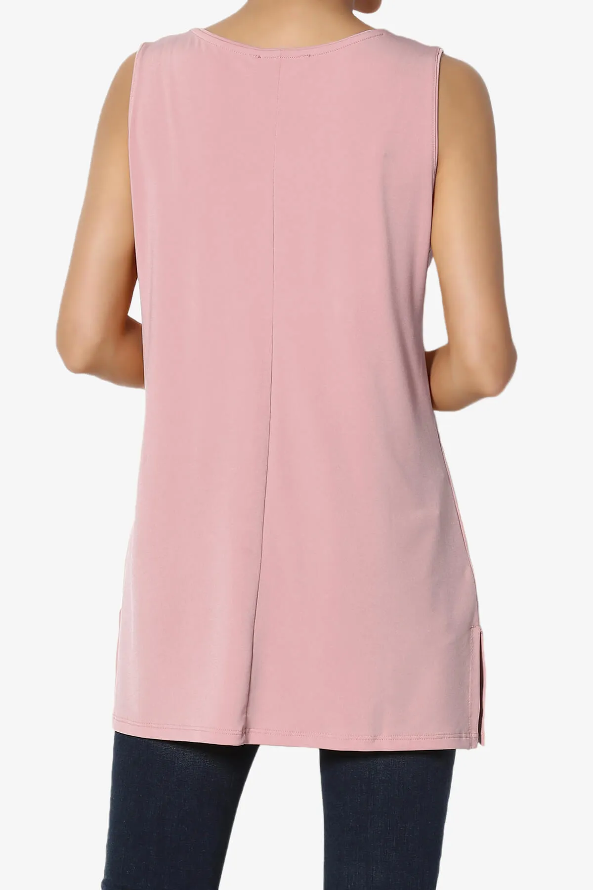 Lilly Sleeveless Side Slit Fluid Knit Tank Top PLUS