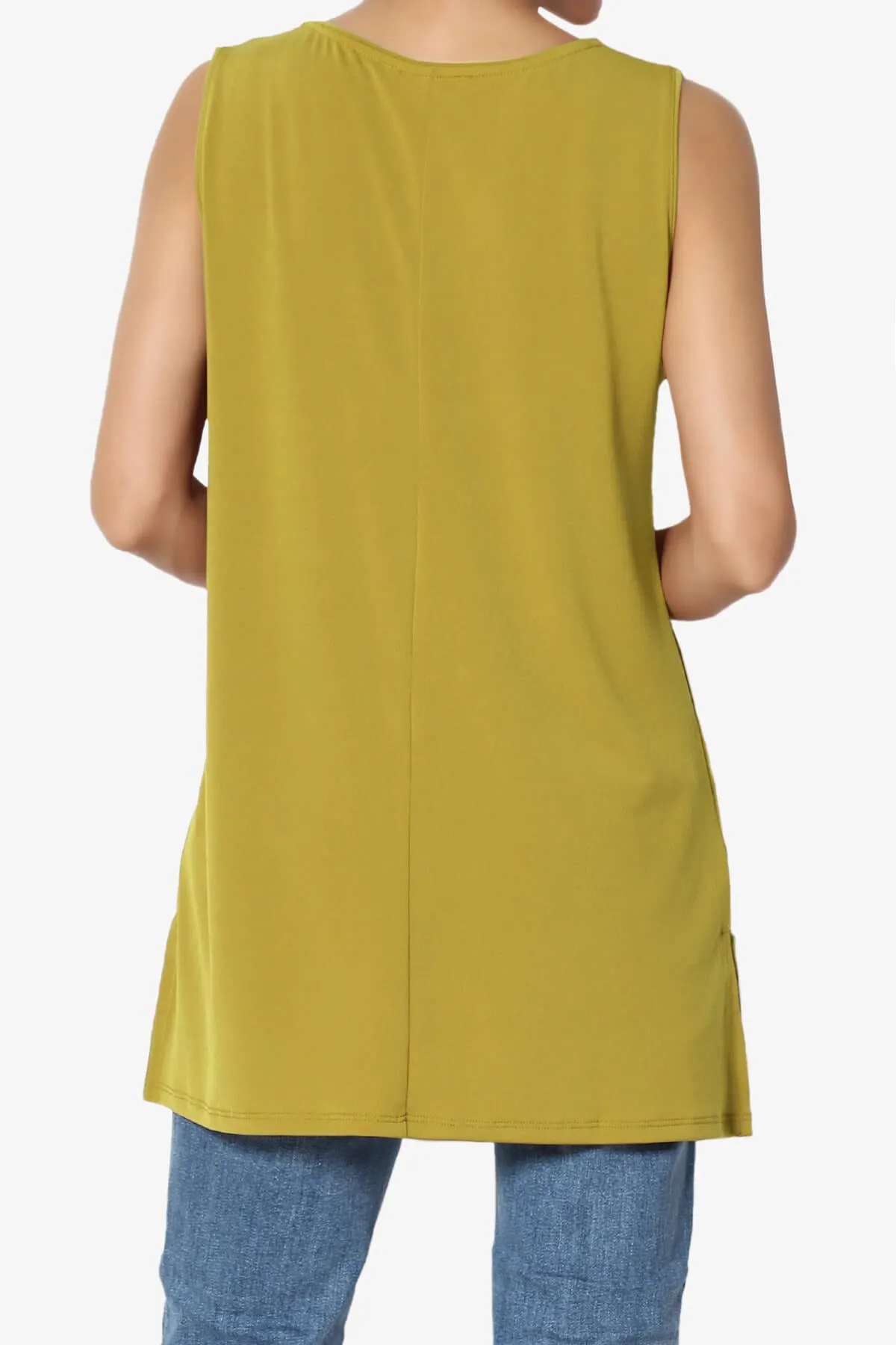Lilly Sleeveless Side Slit Fluid Knit Tank Top PLUS