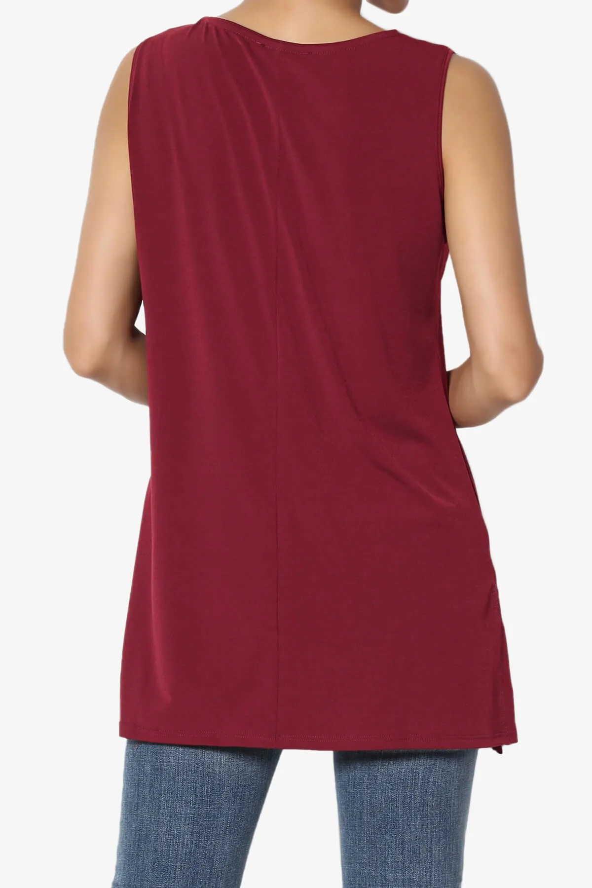 Lilly Sleeveless Side Slit Fluid Knit Tank Top PLUS