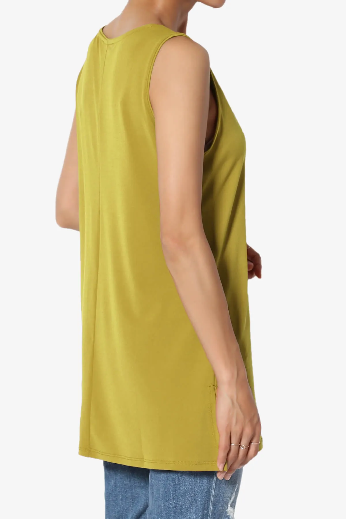 Lilly Sleeveless Side Slit Fluid Knit Tank Top PLUS