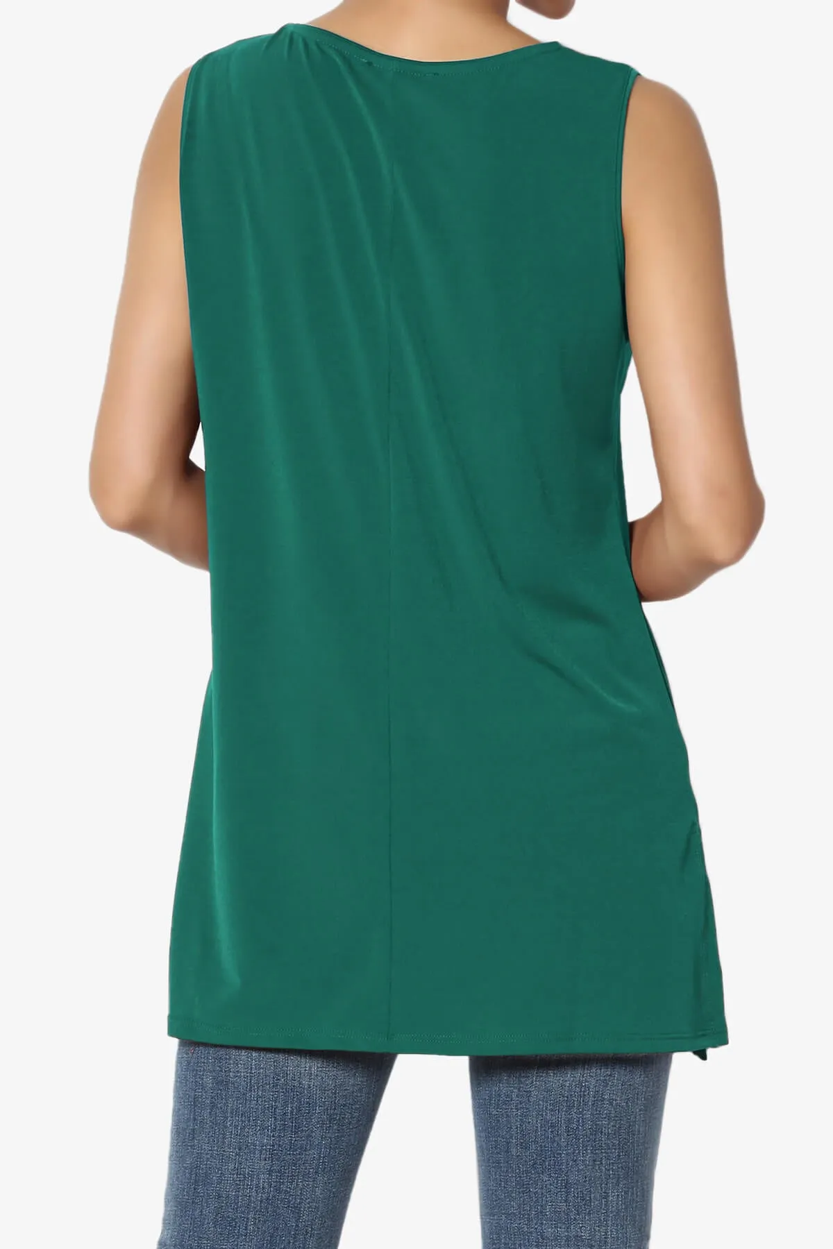 Lilly Sleeveless Side Slit Fluid Knit Tank Top PLUS