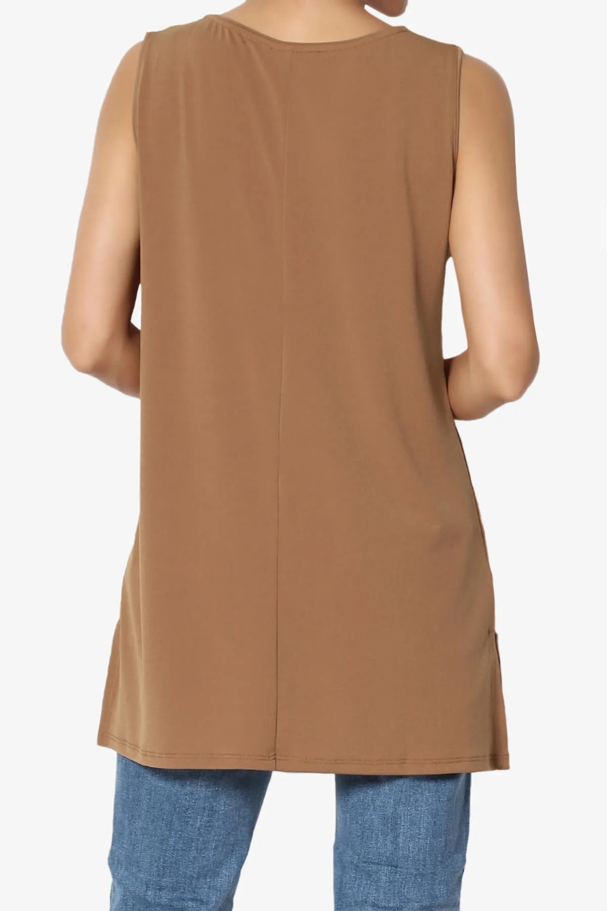 Lilly Sleeveless Side Slit Fluid Knit Tank Top PLUS