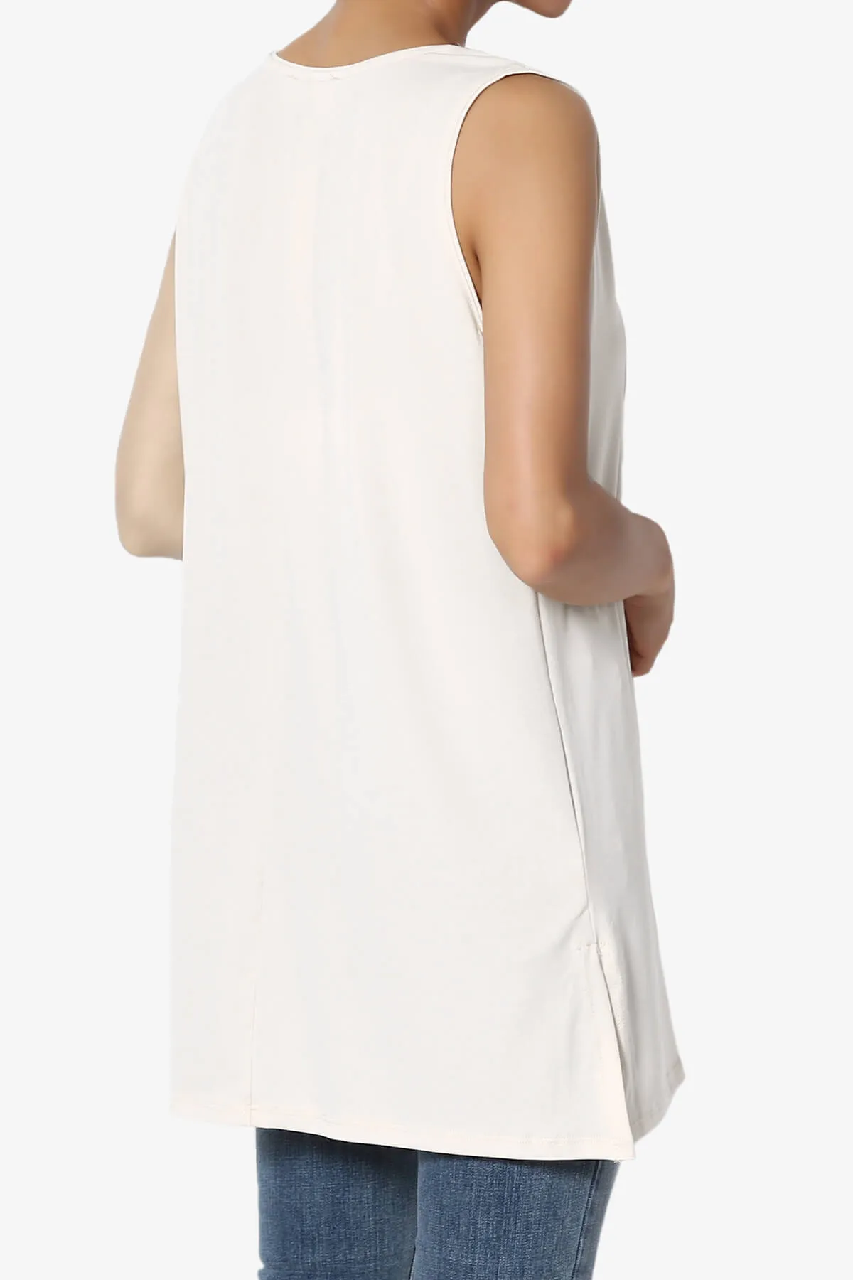 Lilly Sleeveless Side Slit Fluid Knit Tank Top PLUS