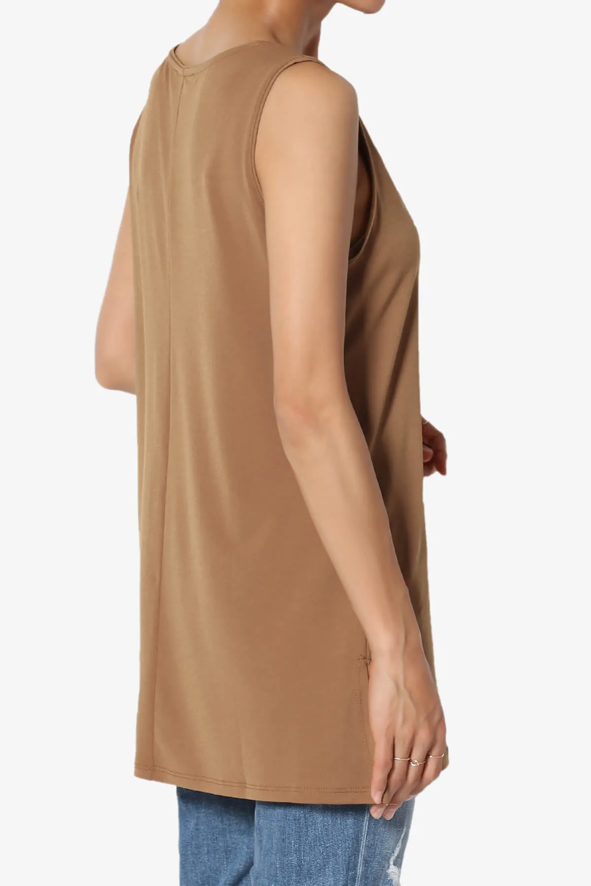 Lilly Sleeveless Side Slit Fluid Knit Tank Top PLUS