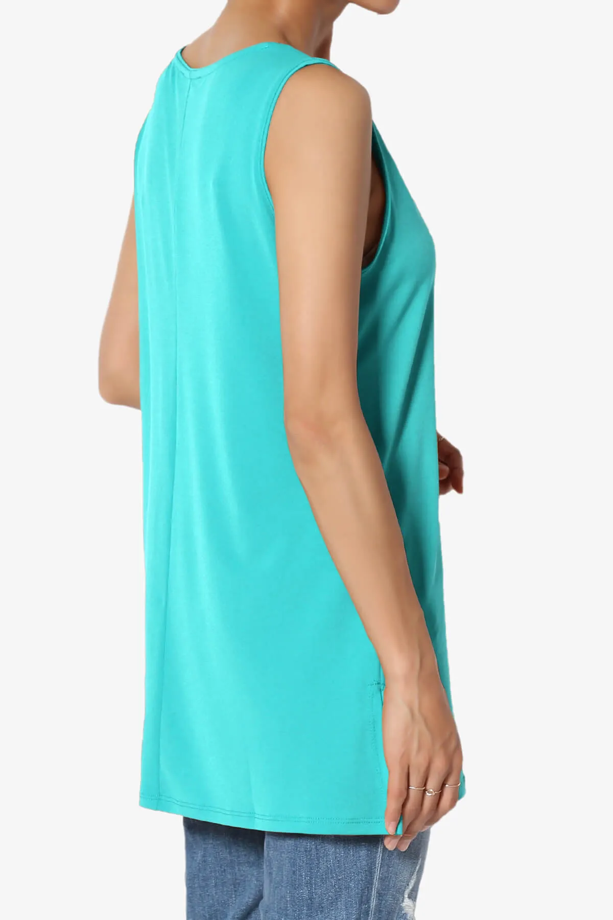 Lilly Sleeveless Side Slit Fluid Knit Tank Top PLUS