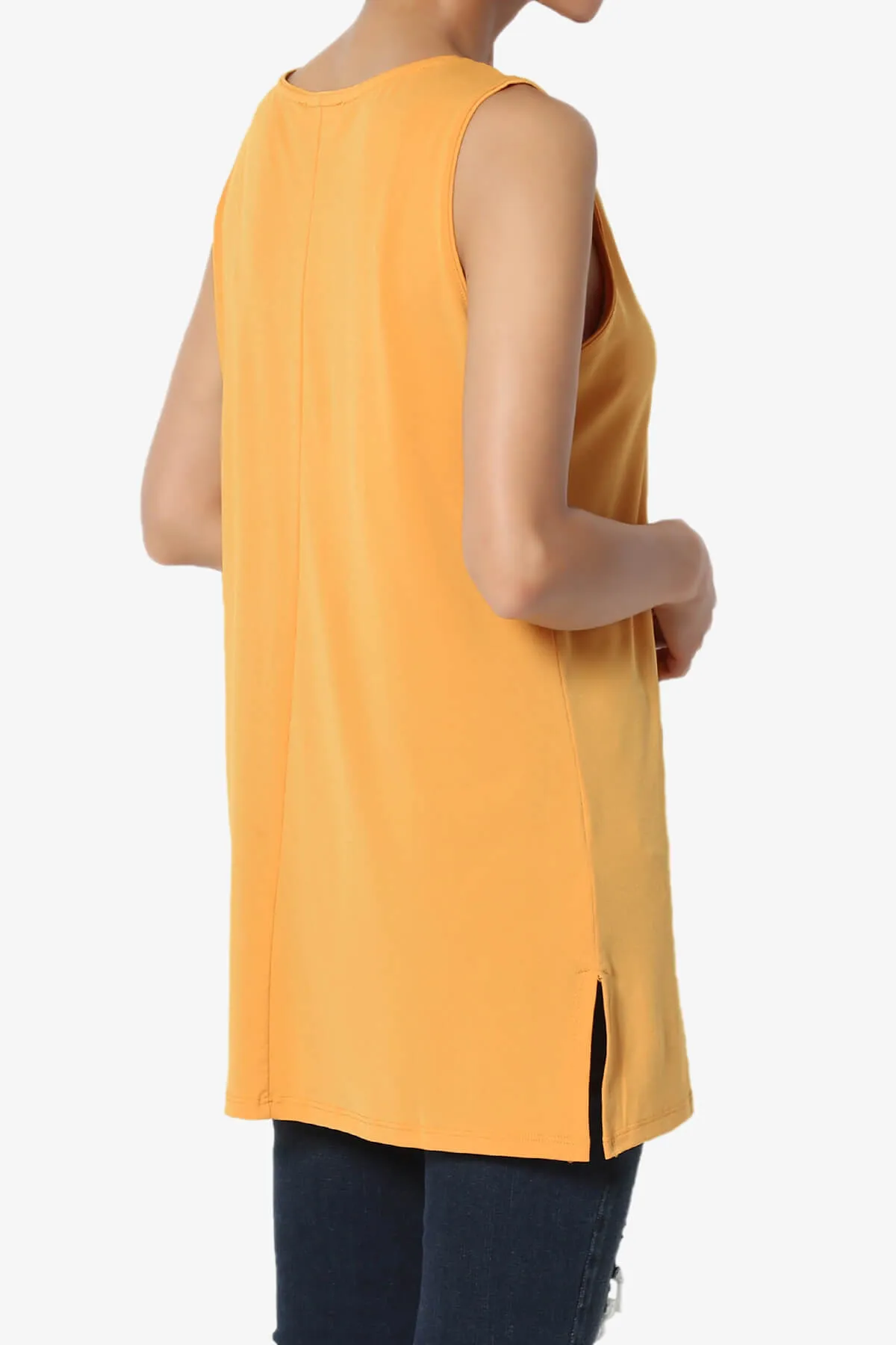 Lilly Sleeveless Side Slit Fluid Knit Tank Top PLUS