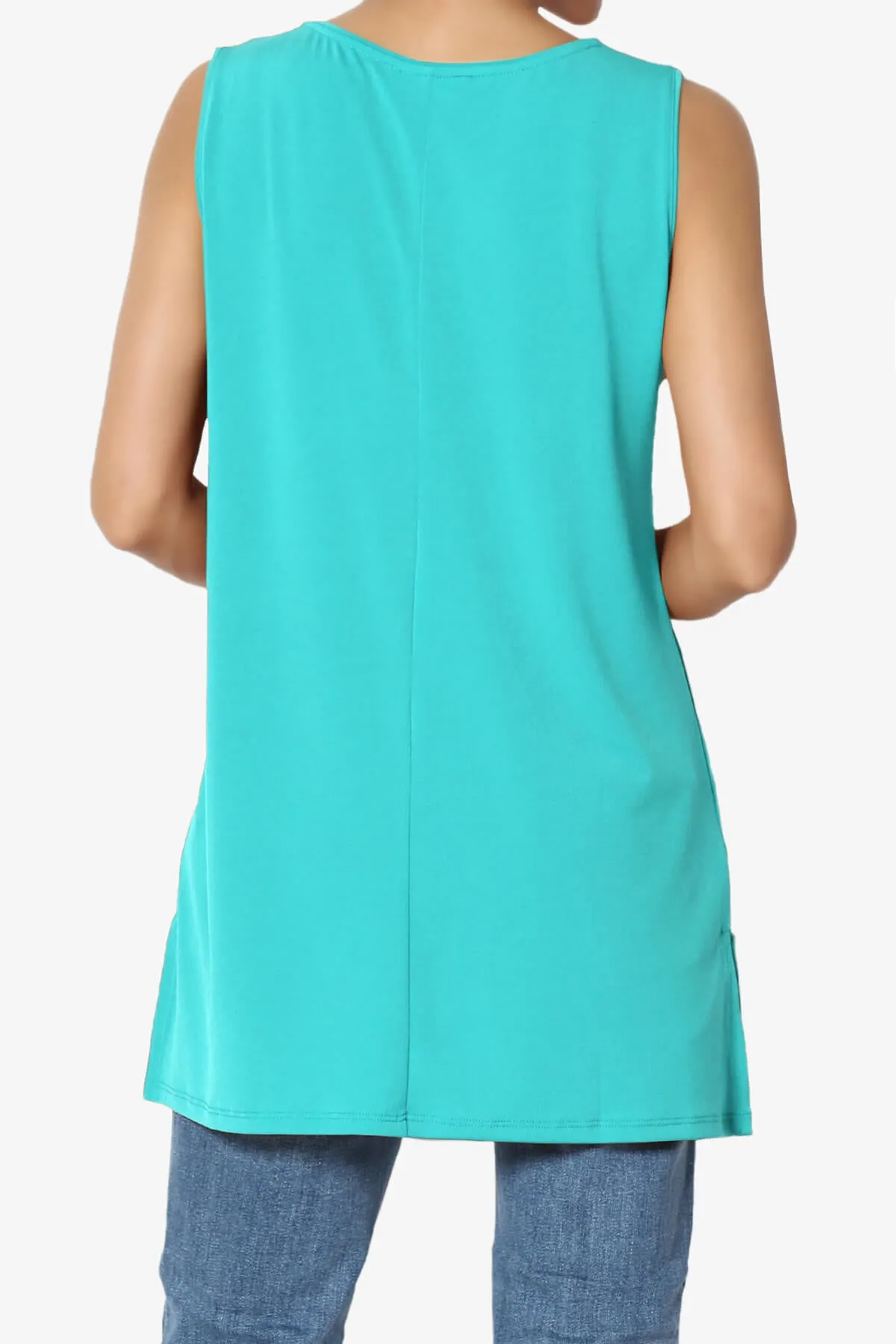 Lilly Sleeveless Side Slit Fluid Knit Tank Top PLUS