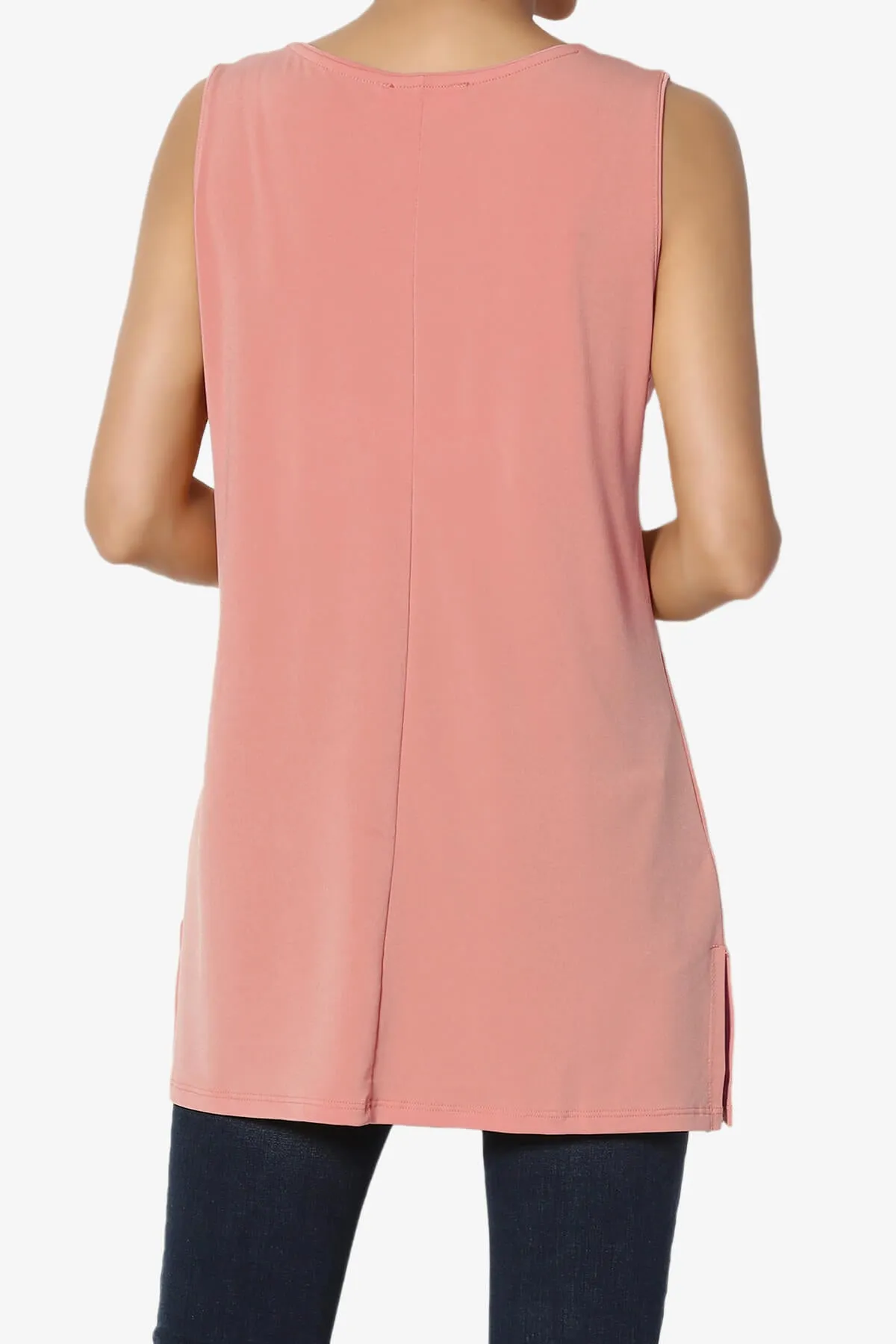 Lilly Sleeveless Side Slit Fluid Knit Tank Top PLUS