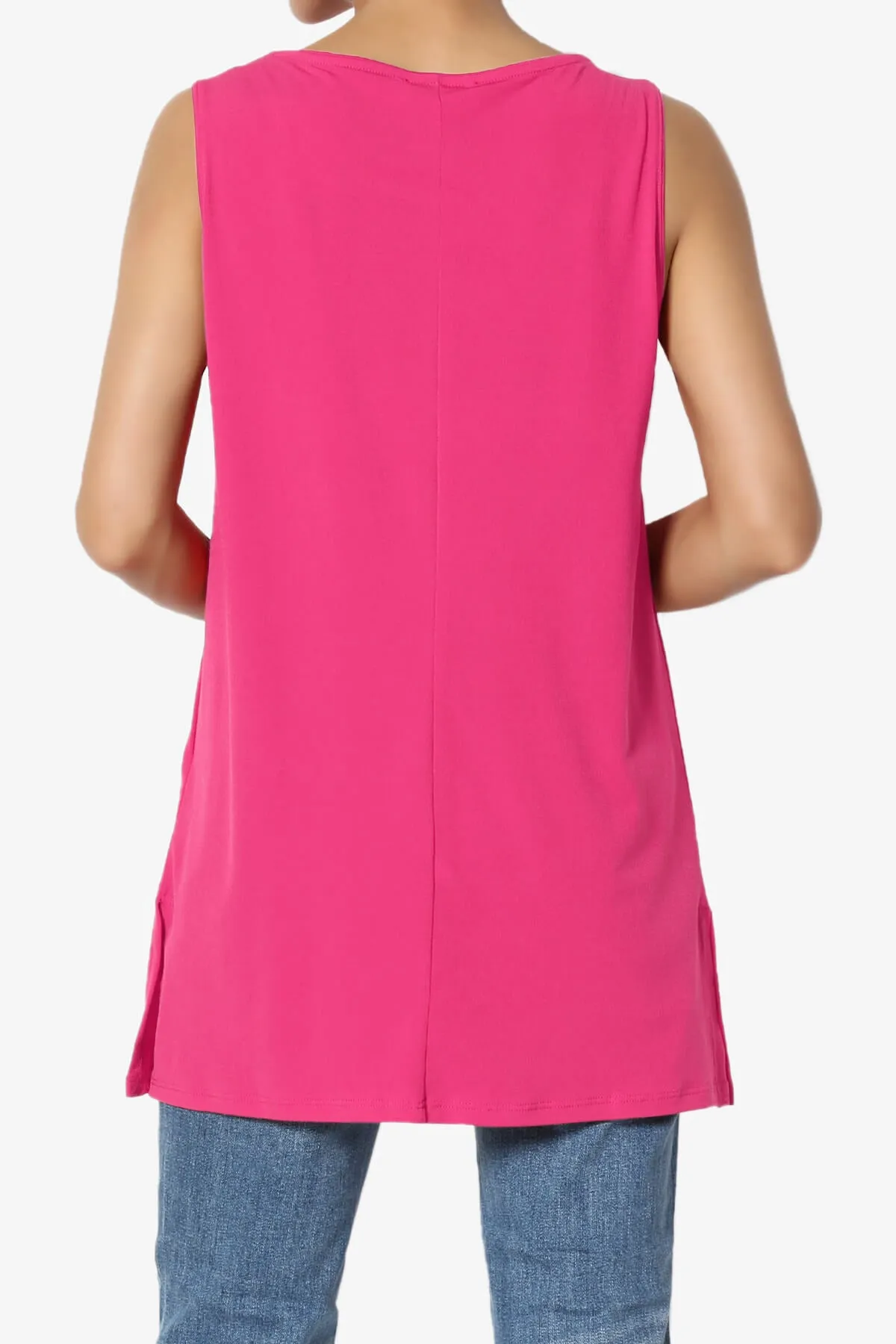 Lilly Sleeveless Side Slit Fluid Knit Tank Top PLUS
