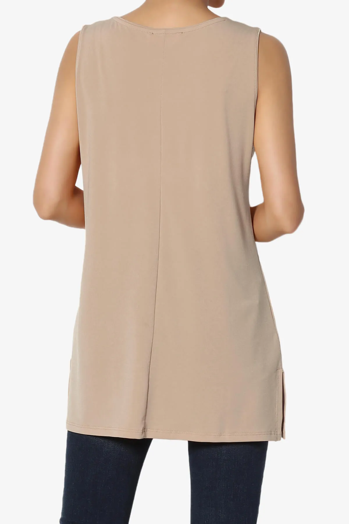 Lilly Sleeveless Side Slit Fluid Knit Tank Top PLUS