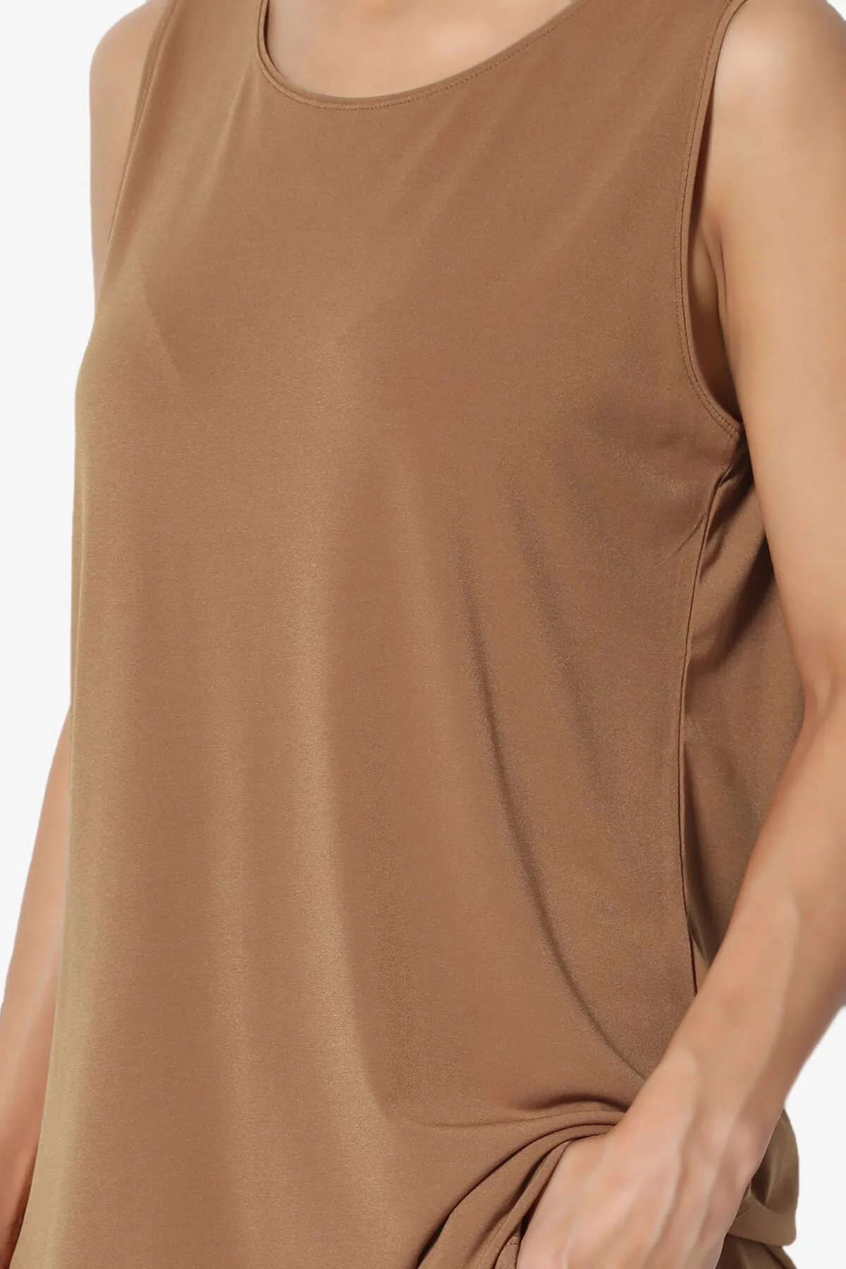 Lilly Sleeveless Side Slit Fluid Knit Tank Top PLUS