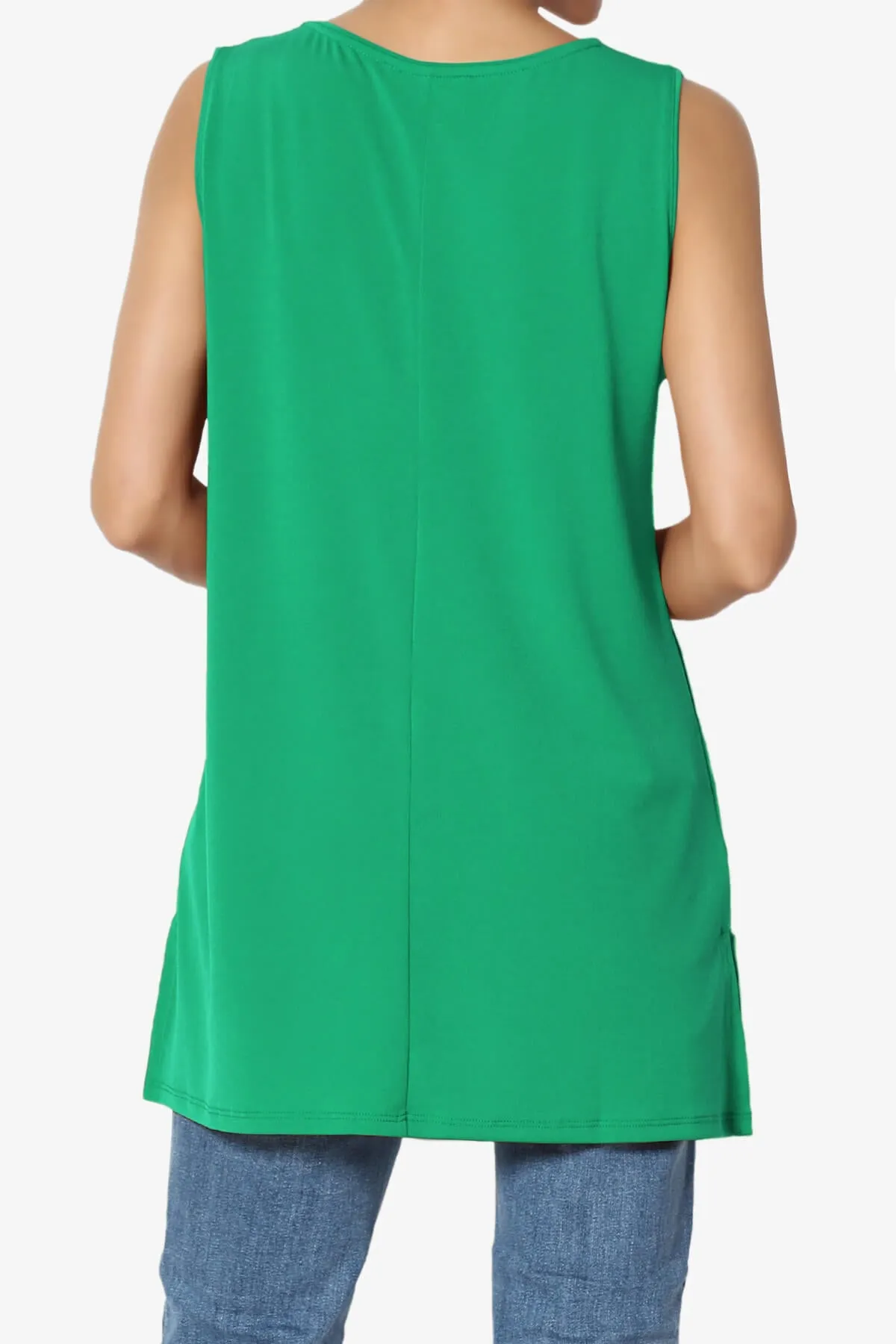 Lilly Sleeveless Side Slit Fluid Knit Tank Top PLUS