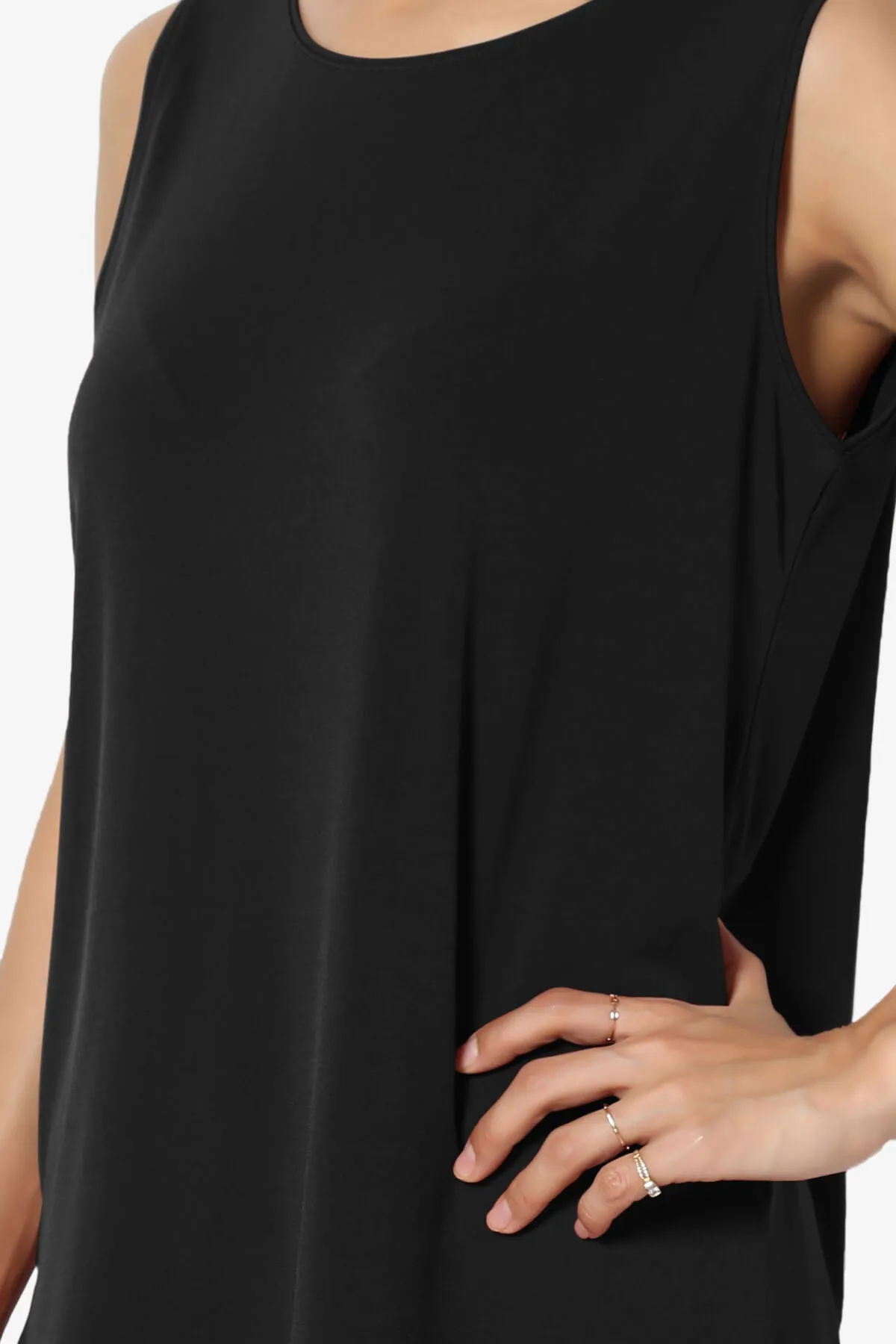 Lilly Sleeveless Side Slit Fluid Knit Tank Top PLUS