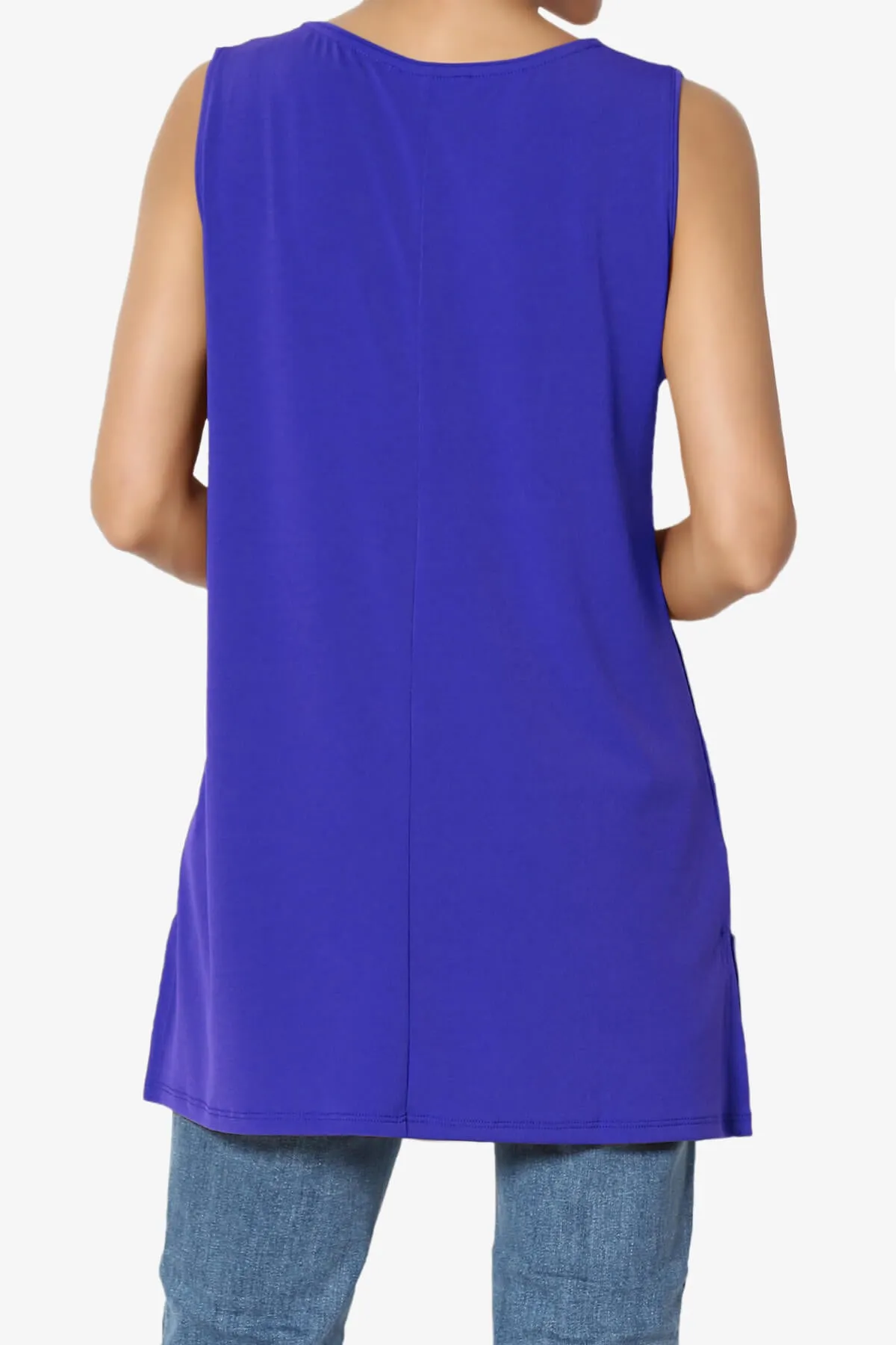 Lilly Sleeveless Side Slit Fluid Knit Tank Top PLUS