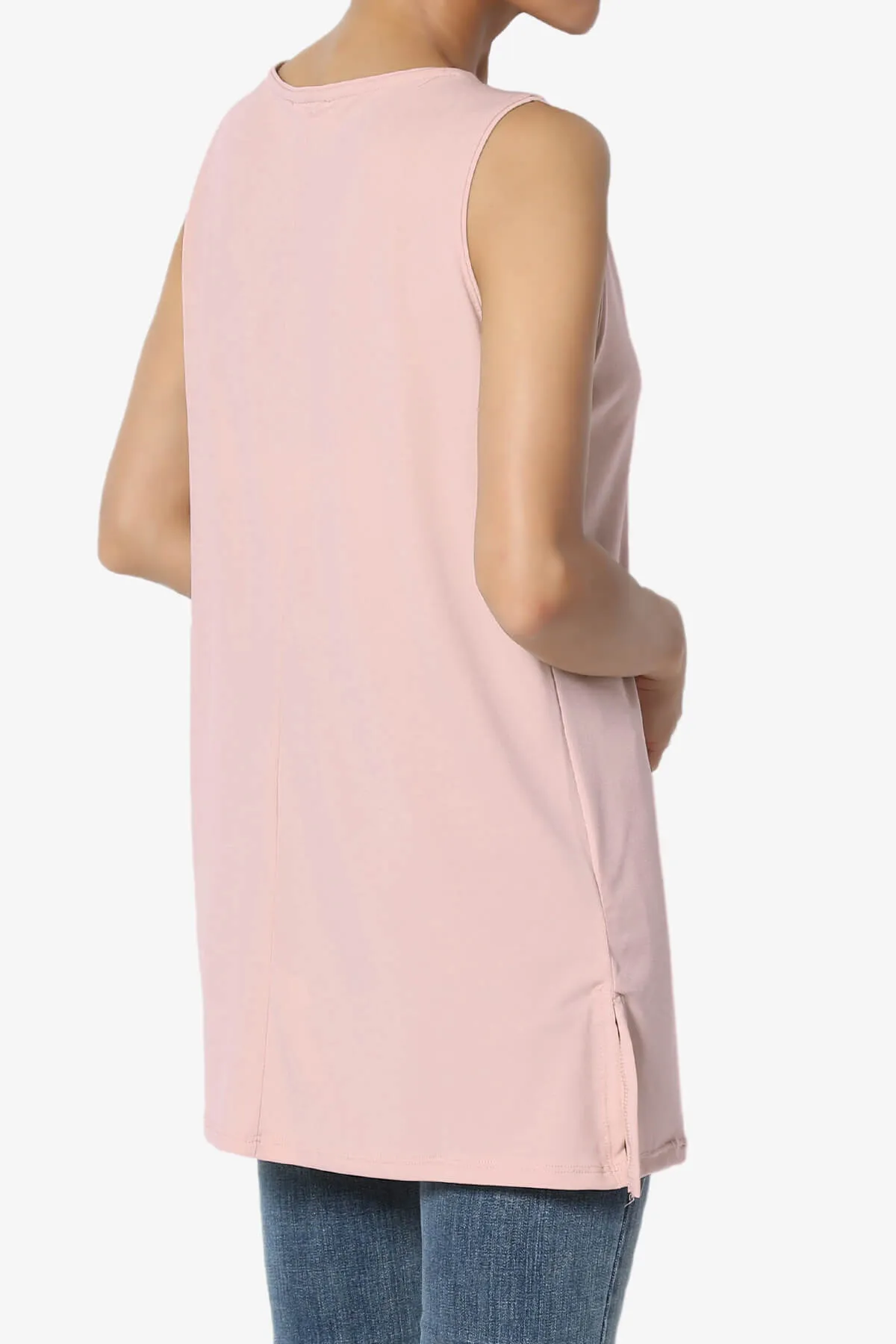 Lilly Sleeveless Side Slit Fluid Knit Tank Top PLUS