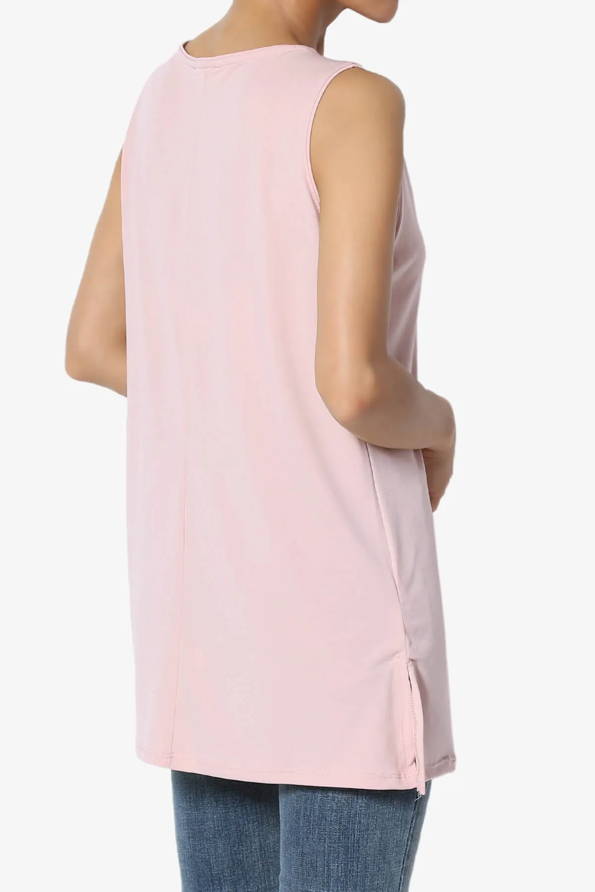 Lilly Sleeveless Side Slit Fluid Knit Tank Top PLUS