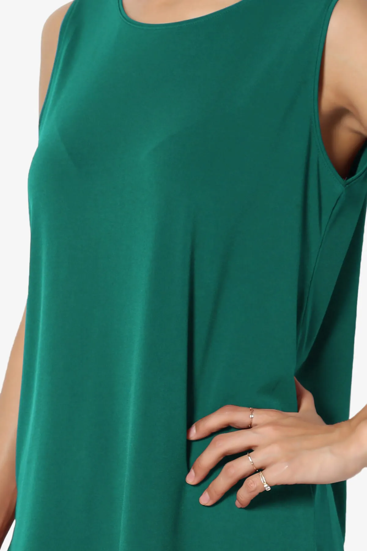 Lilly Sleeveless Side Slit Fluid Knit Tank Top PLUS