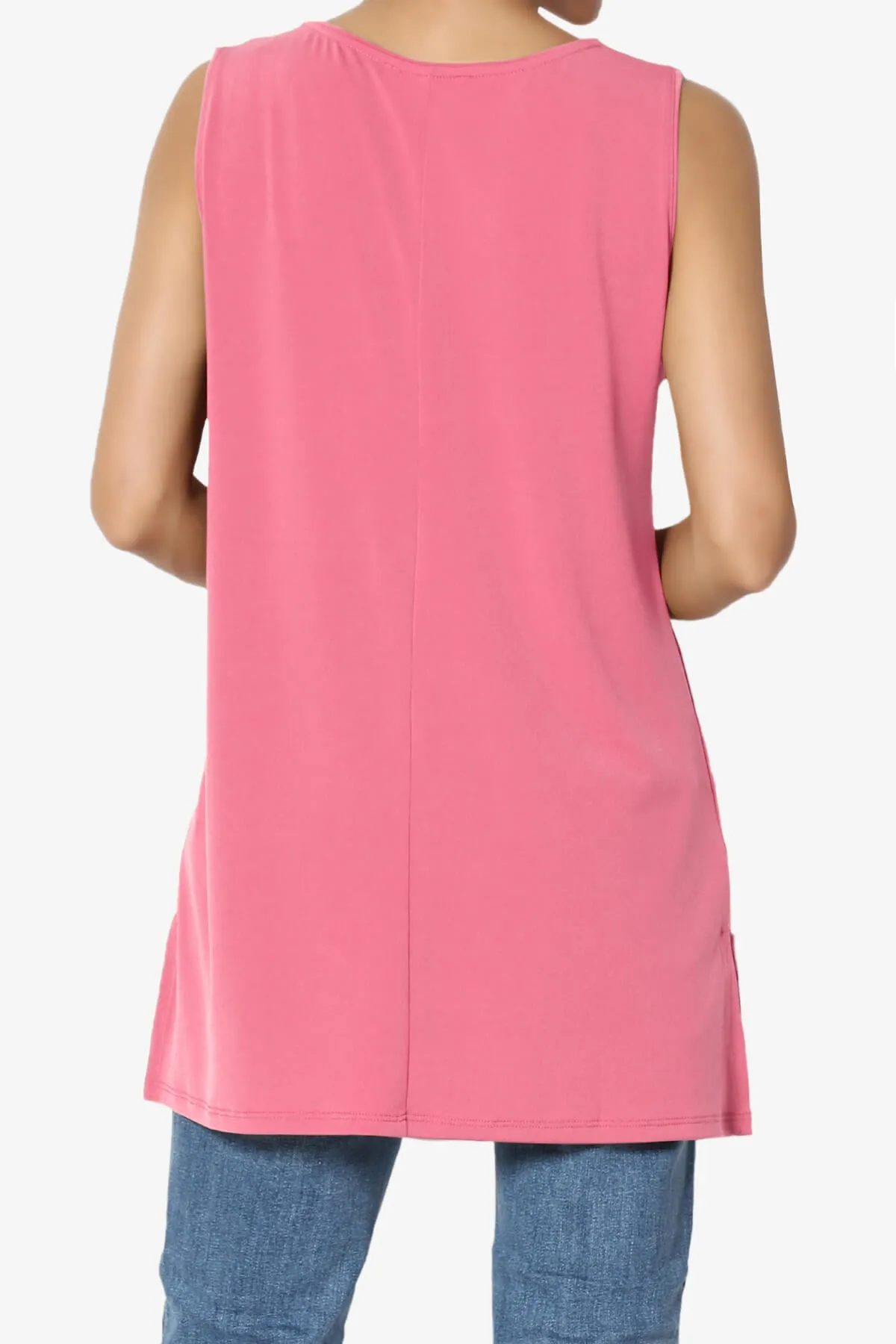 Lilly Sleeveless Side Slit Fluid Knit Tank Top PLUS