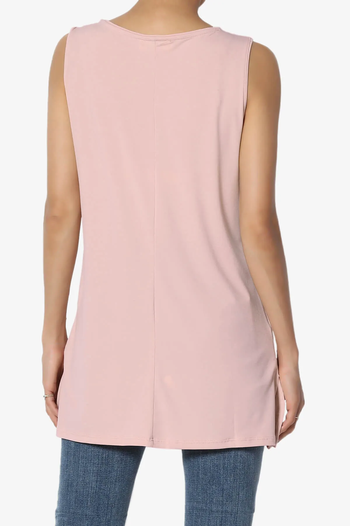 Lilly Sleeveless Side Slit Fluid Knit Tank Top PLUS