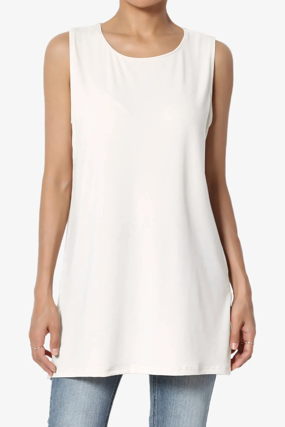 Lilly Sleeveless Side Slit Fluid Knit Tank Top PLUS