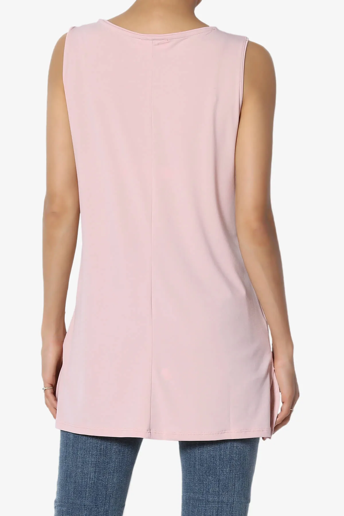 Lilly Sleeveless Side Slit Fluid Knit Tank Top PLUS